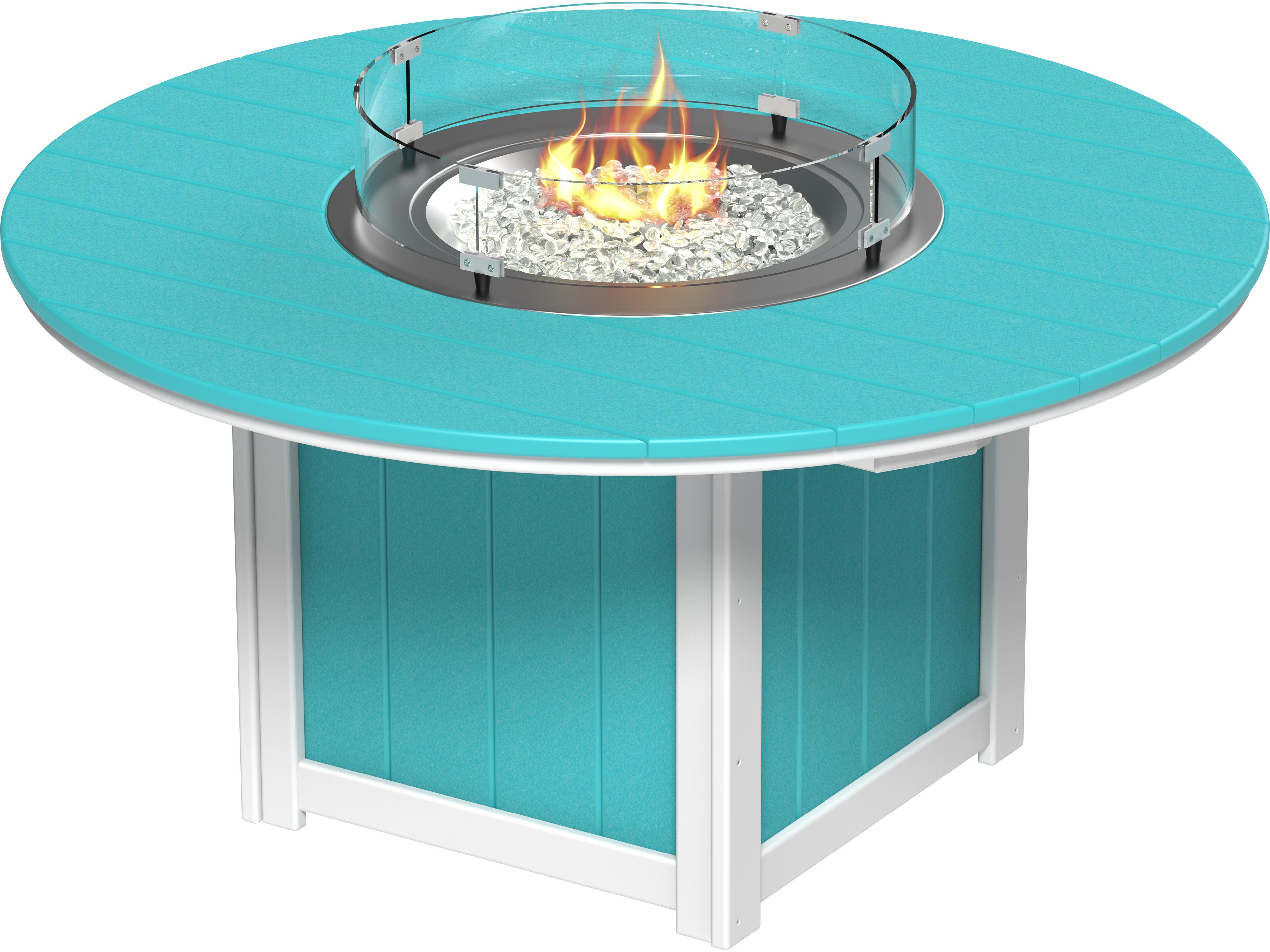 LuxCraft Recycled Plastic Lumin Round Bar Height Outdoor Patio Fire Pit Table