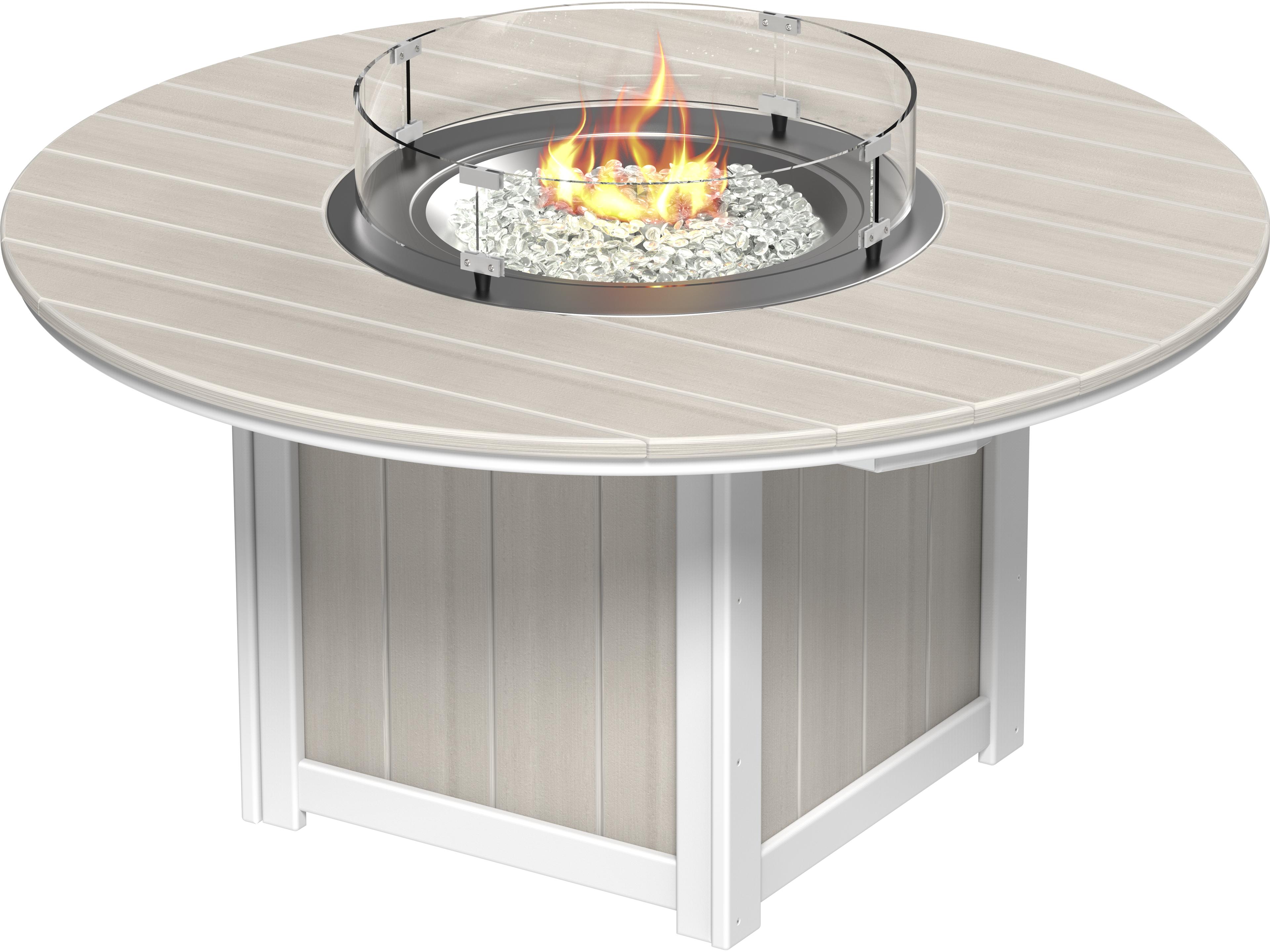 LuxCraft Recycled Plastic Lumin Round Counter Height Patio Fire Pit Table