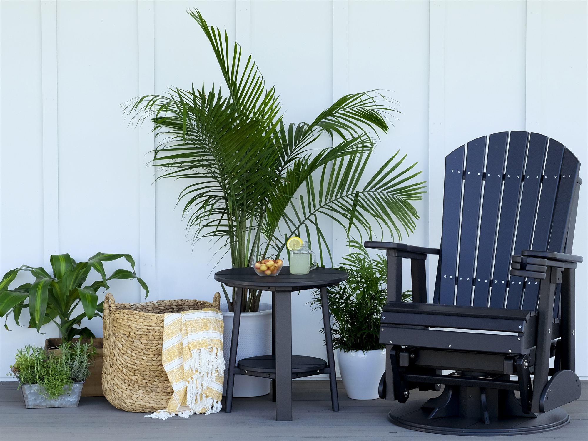 LuxCraft Recycled Plastic Adirondack Poly Glider Patio Lounge Set