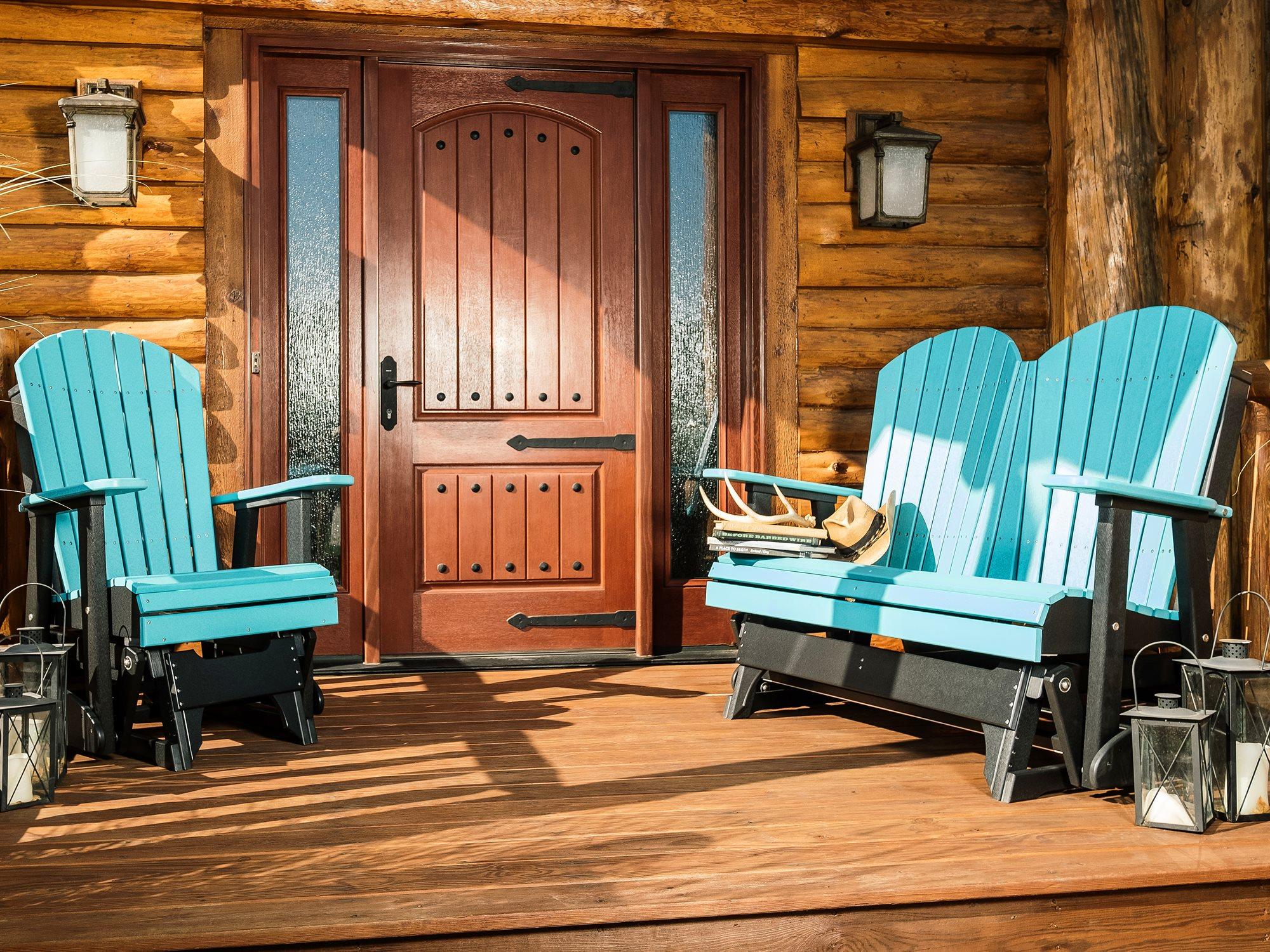 LuxCraft Recycled Plastic Adirondack Poly Glider Outdoor Lounge Set