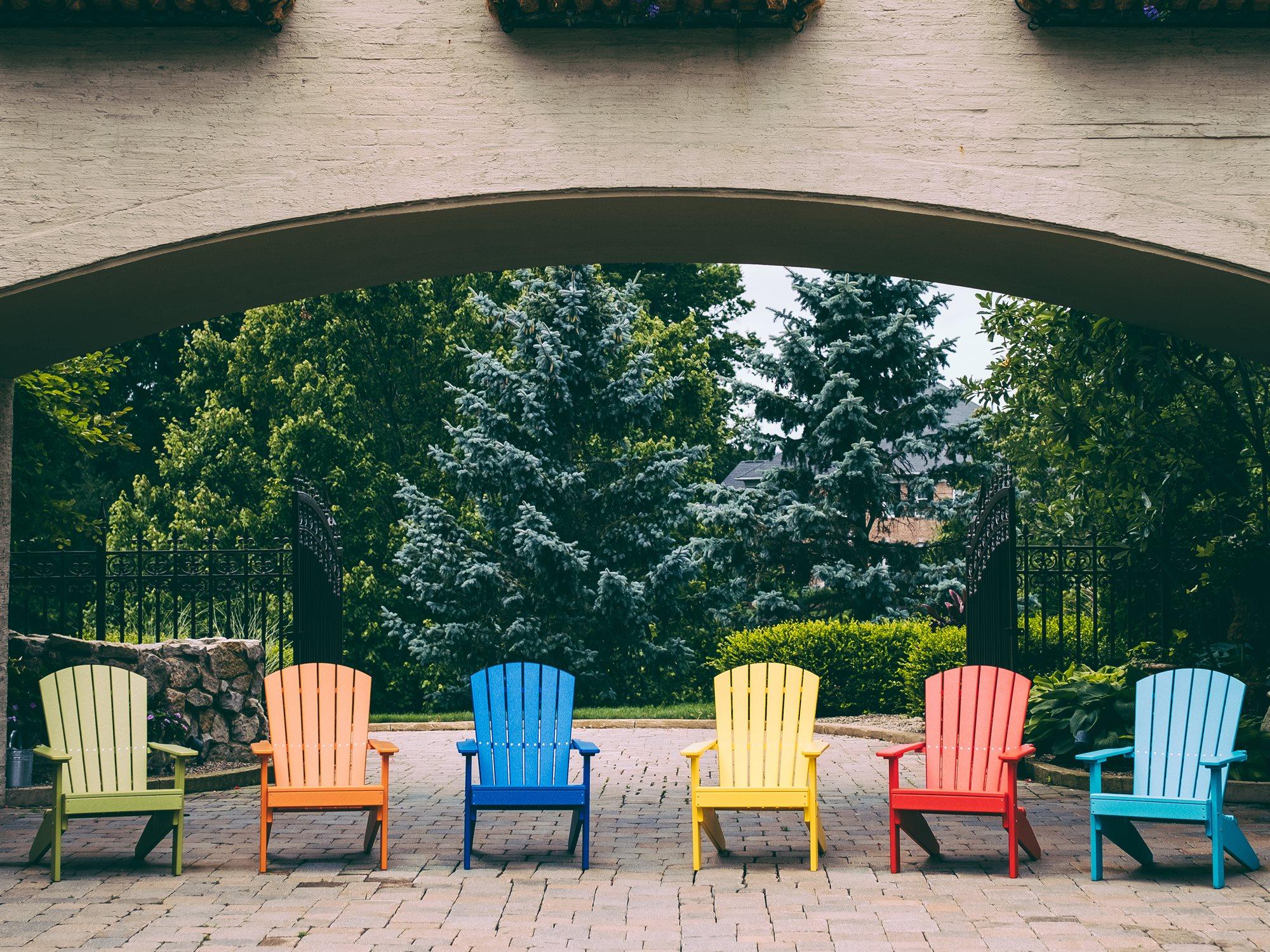 LuxCraft Recycled Plastic Lakeside Adirondack Chair Patio Lounge Set