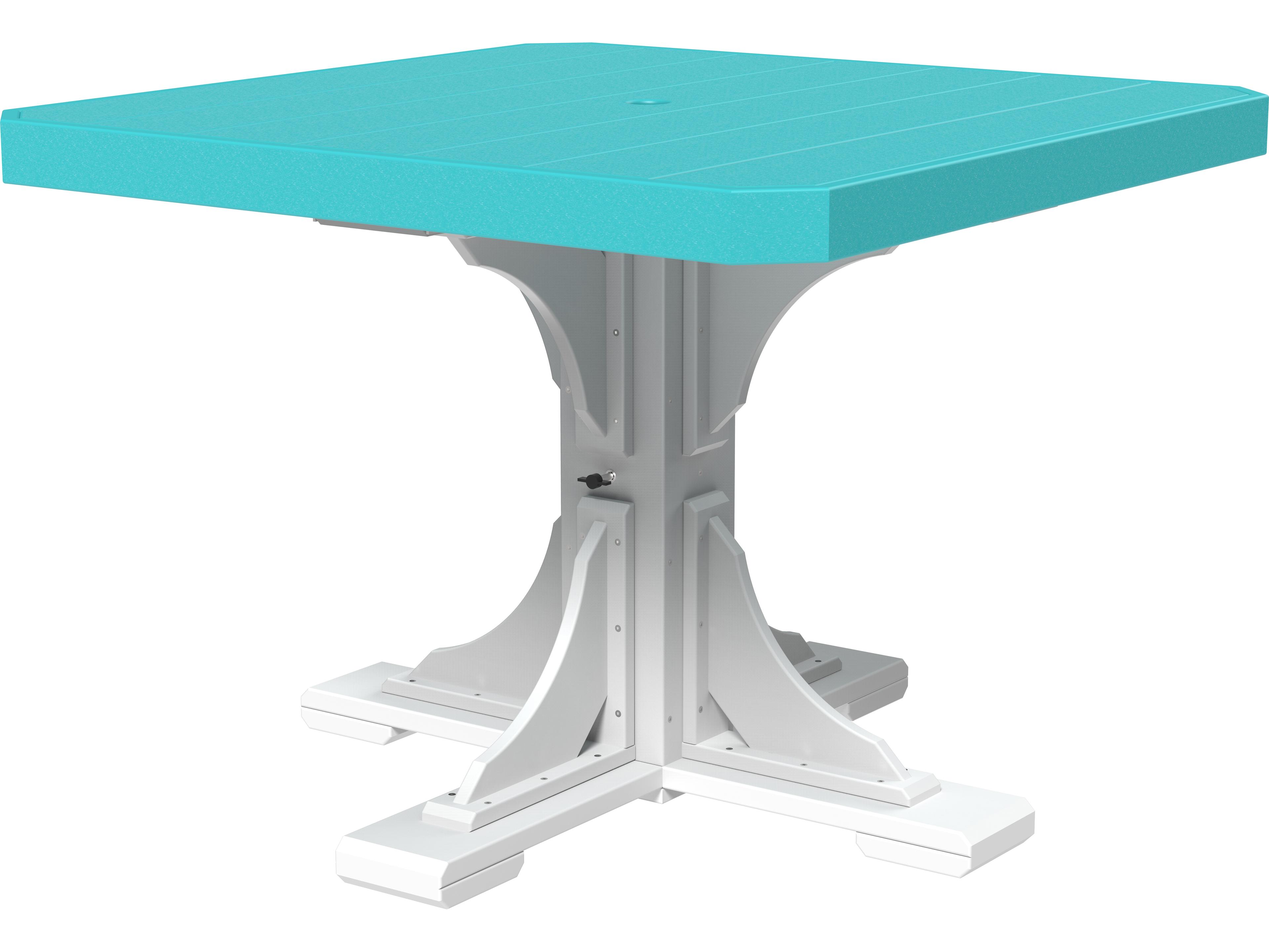 LuxCraft Recycled Plastic Square Outdoor Dining Table with Umbrella Hole