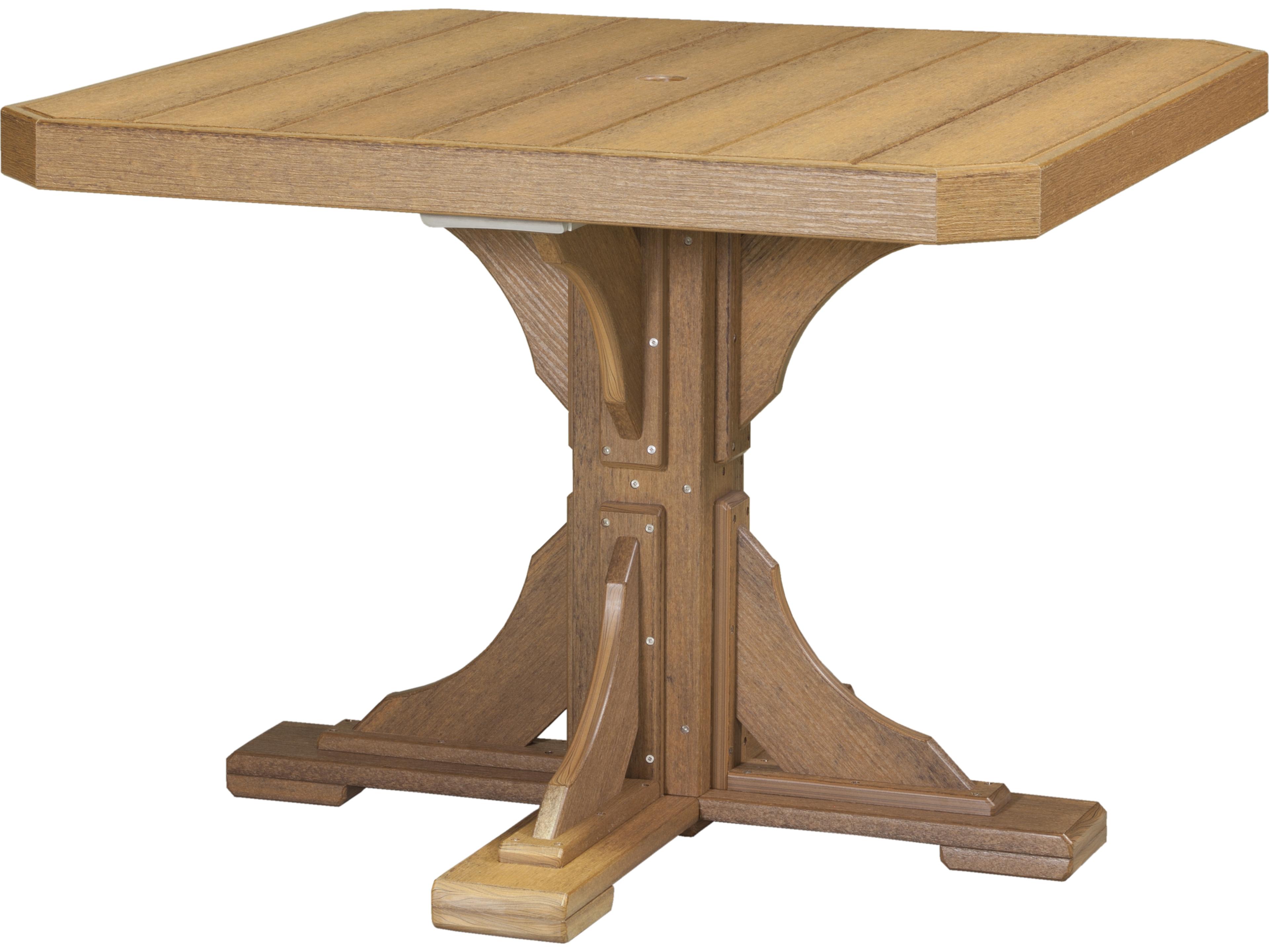 LuxCraft Recycled Plastic Square Outdoor Dining Table with Umbrella Hole