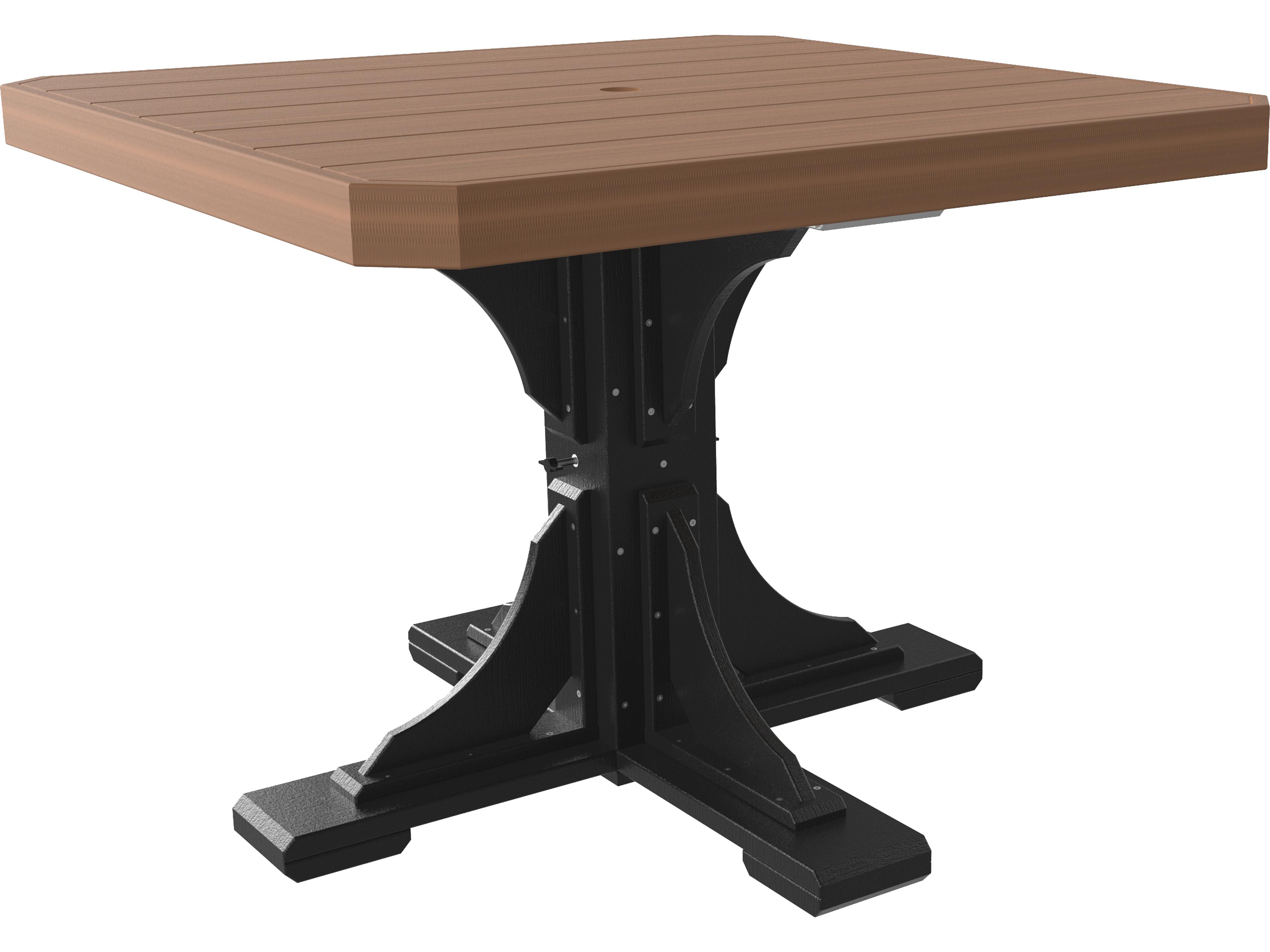 LuxCraft Recycled Plastic Square Outdoor Dining Table with Umbrella Hole