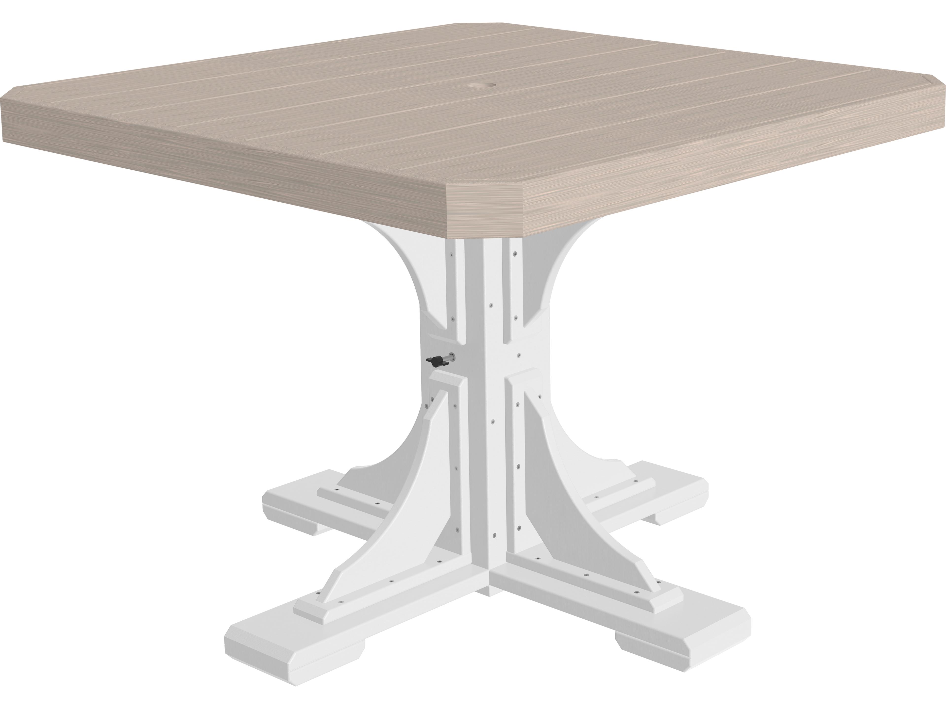 LuxCraft Recycled Plastic Square Outdoor Dining Table with Umbrella Hole