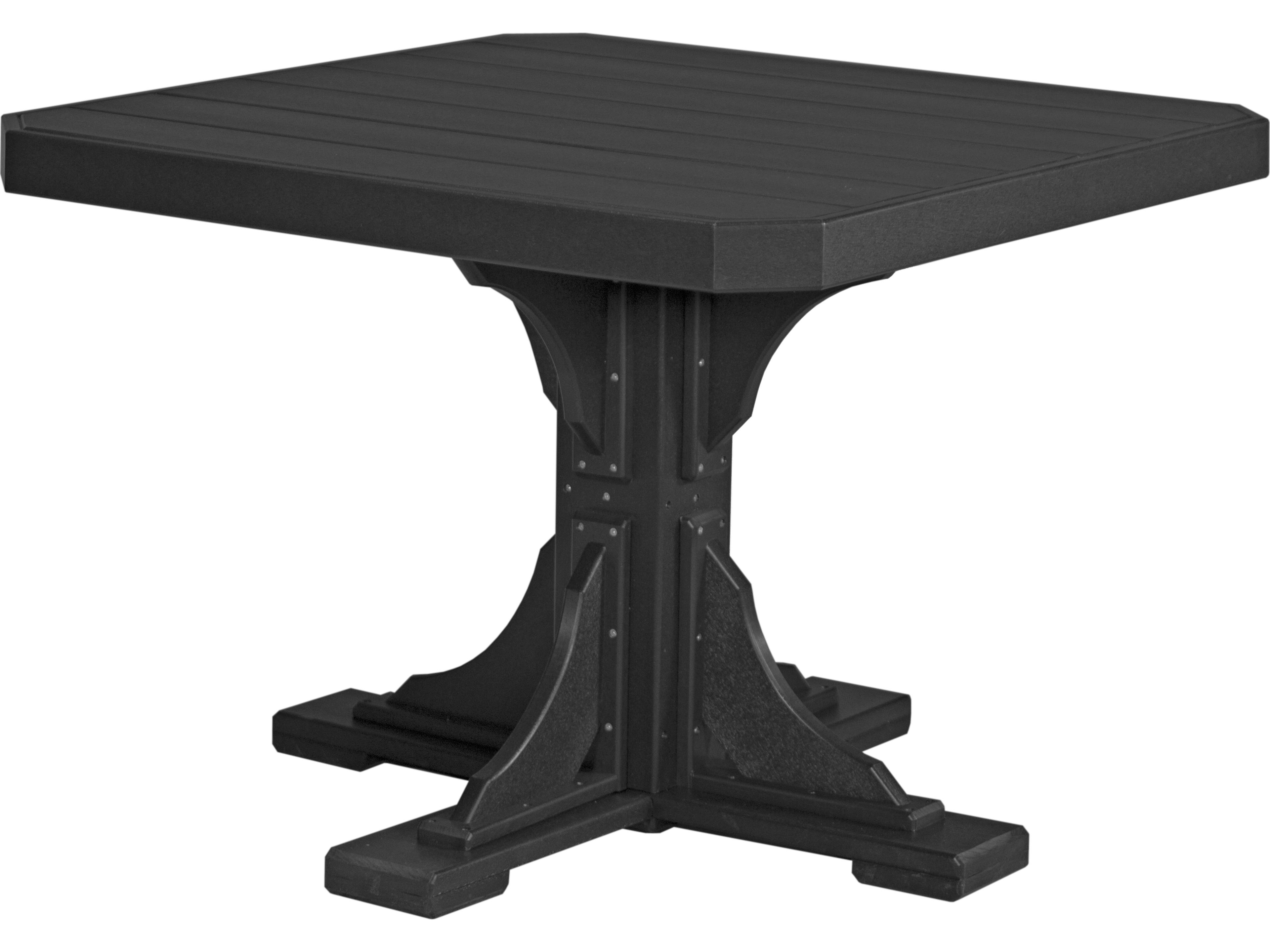 LuxCraft Recycled Plastic Square Outdoor Dining Table with Umbrella Hole