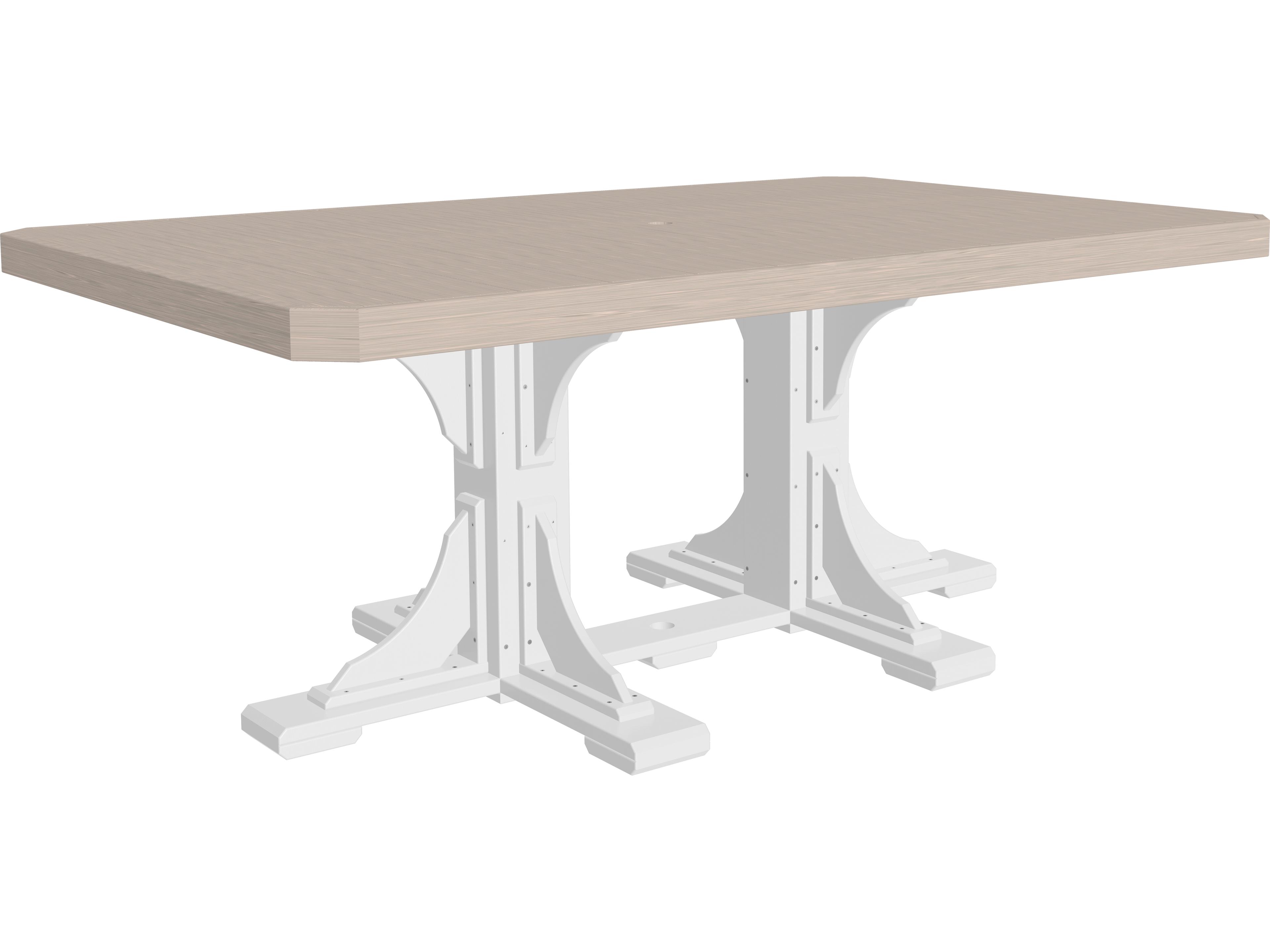 LuxCraft Recycled Plastic Rectangular Patio Dining Table with Umbrella Hole