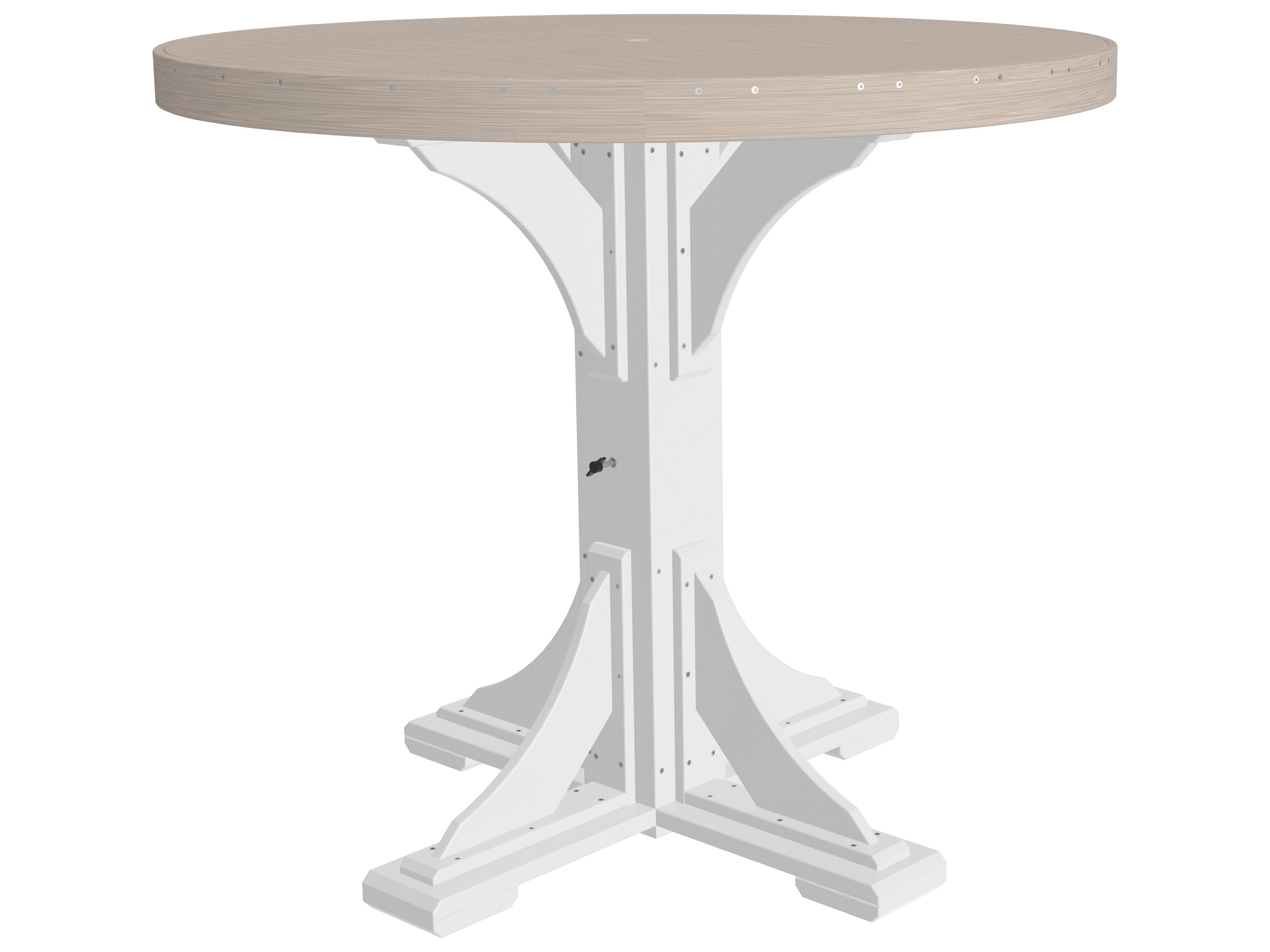 LuxCraft Recycled Plastic Round Outdoor Patio Bar Height Table with Umbrella Hole