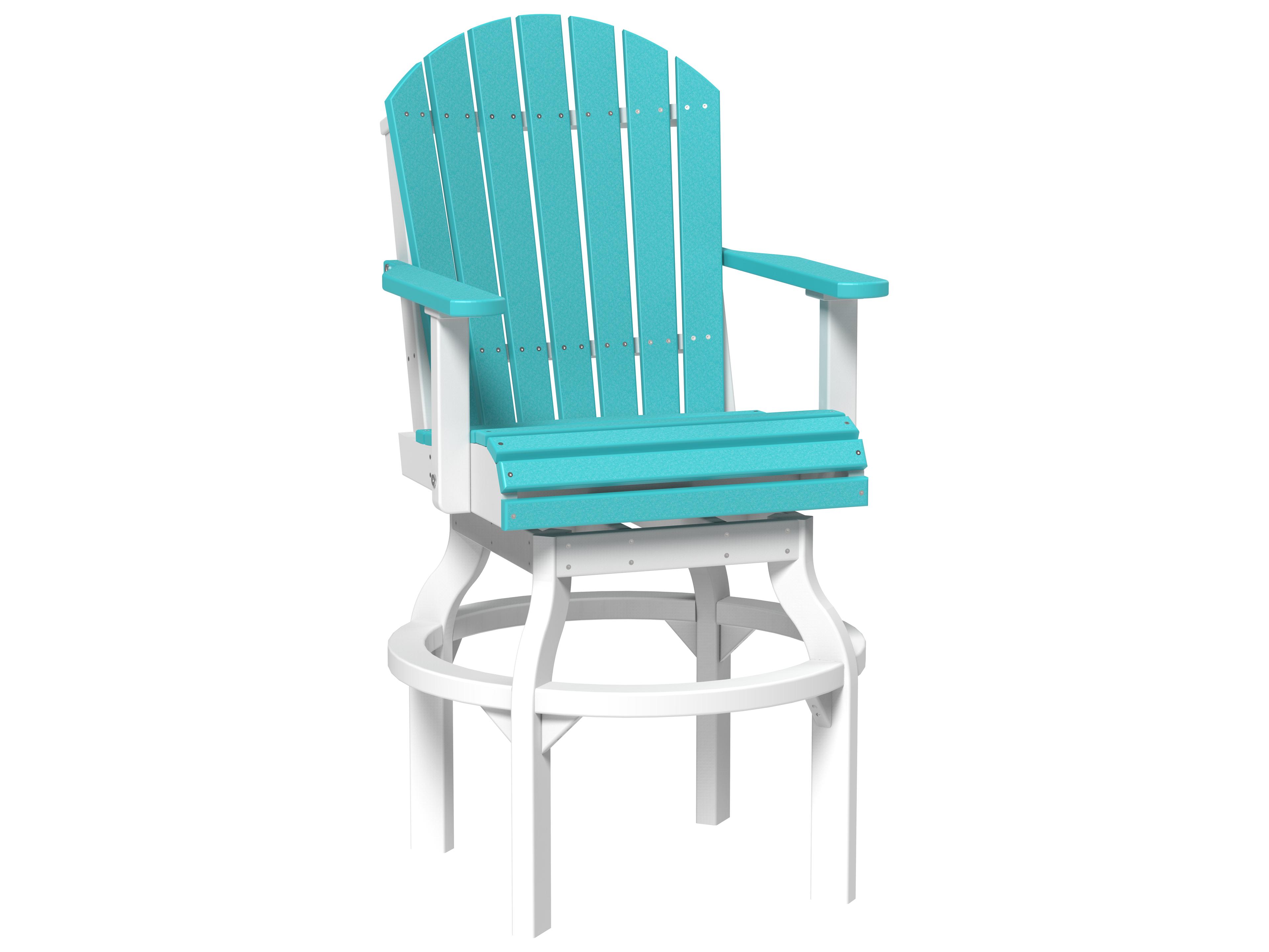 LuxCraft Recycled Plastic Adirondack Swivel Bar Height Patio Chair