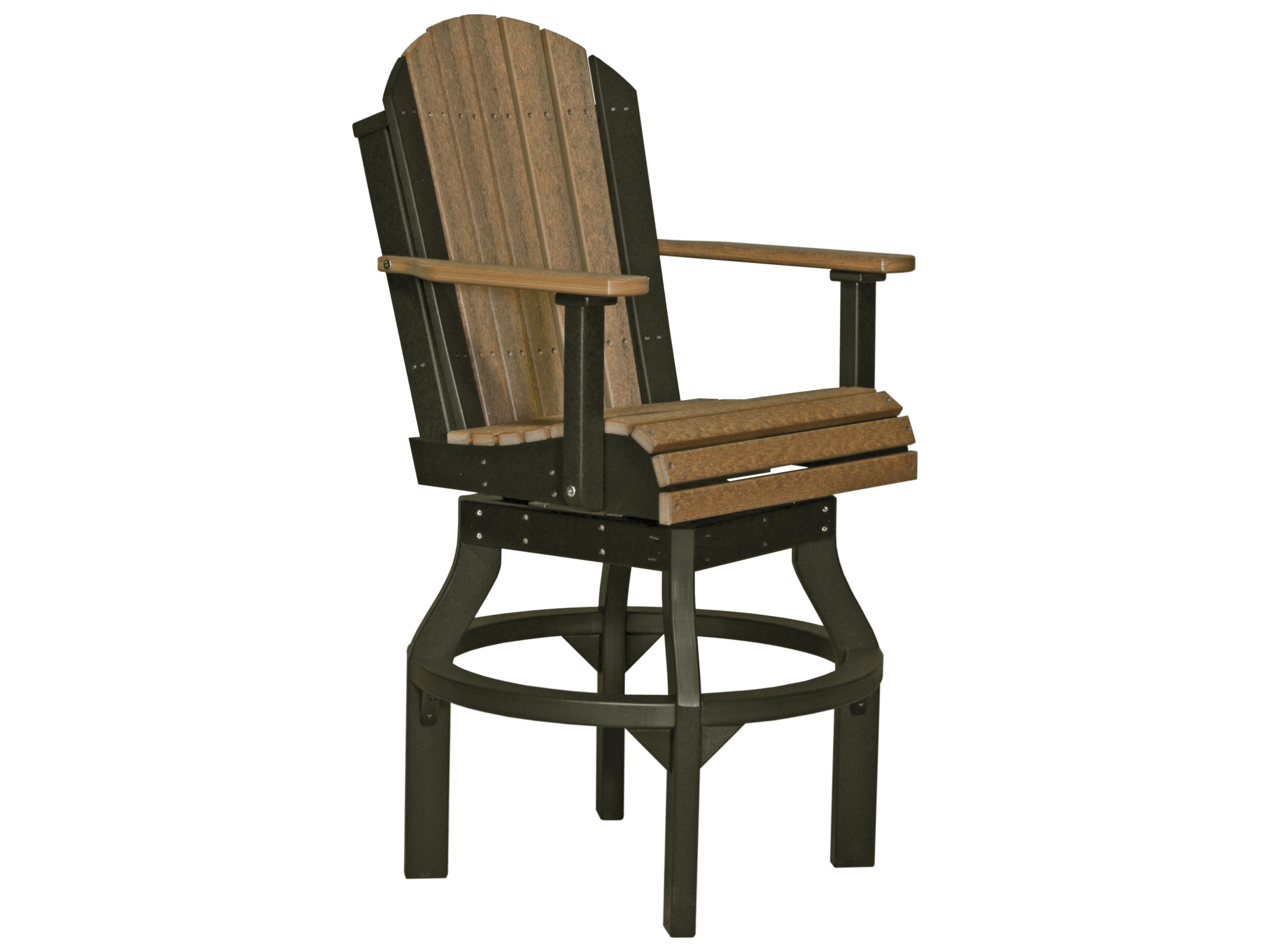 LuxCraft Recycled Plastic Adirondack Swivel Bar Height Patio Chair