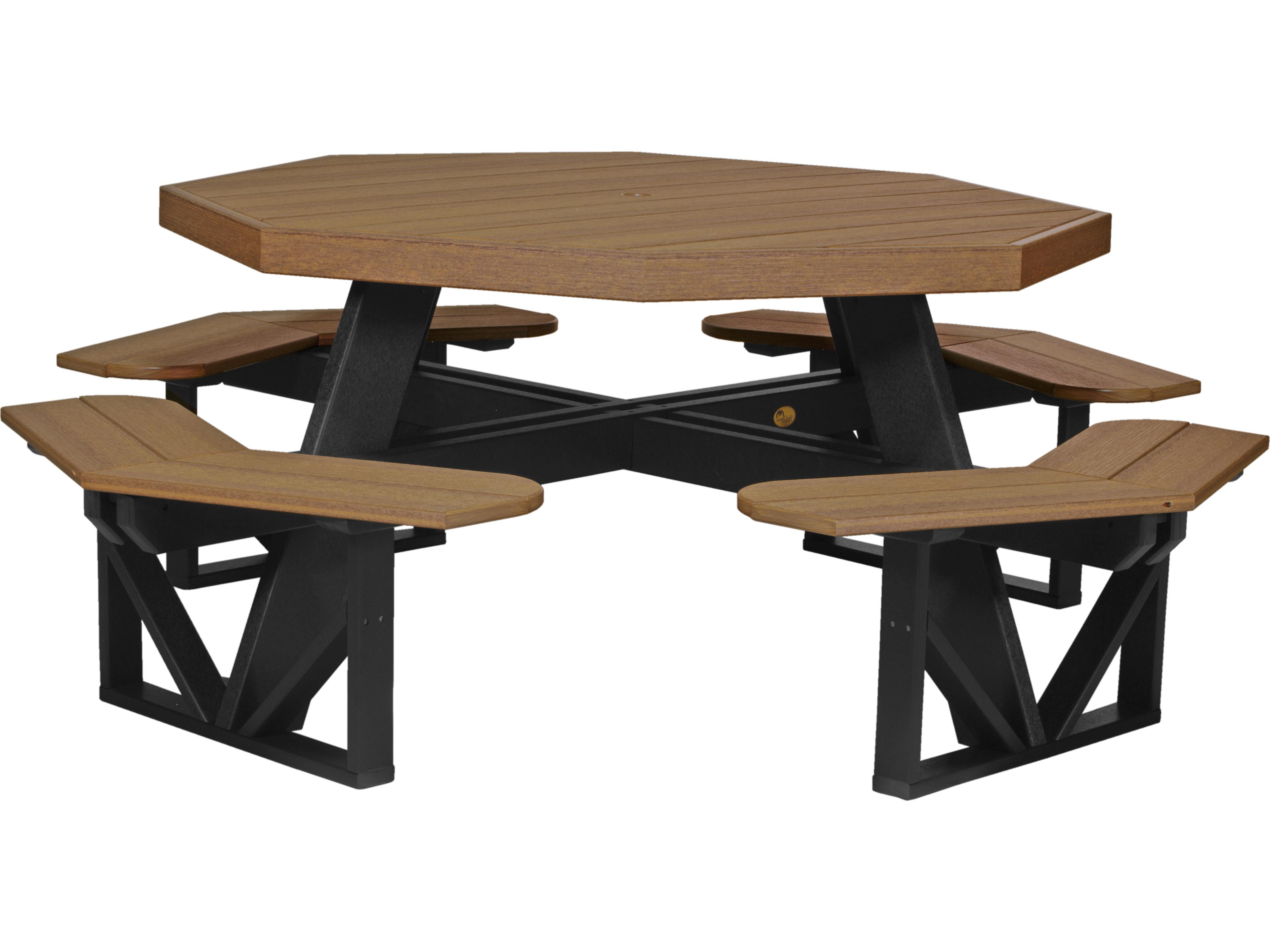 LuxCraft Recycled Plastic Octagon Outdoor Picnic Table with Umbrella Hole