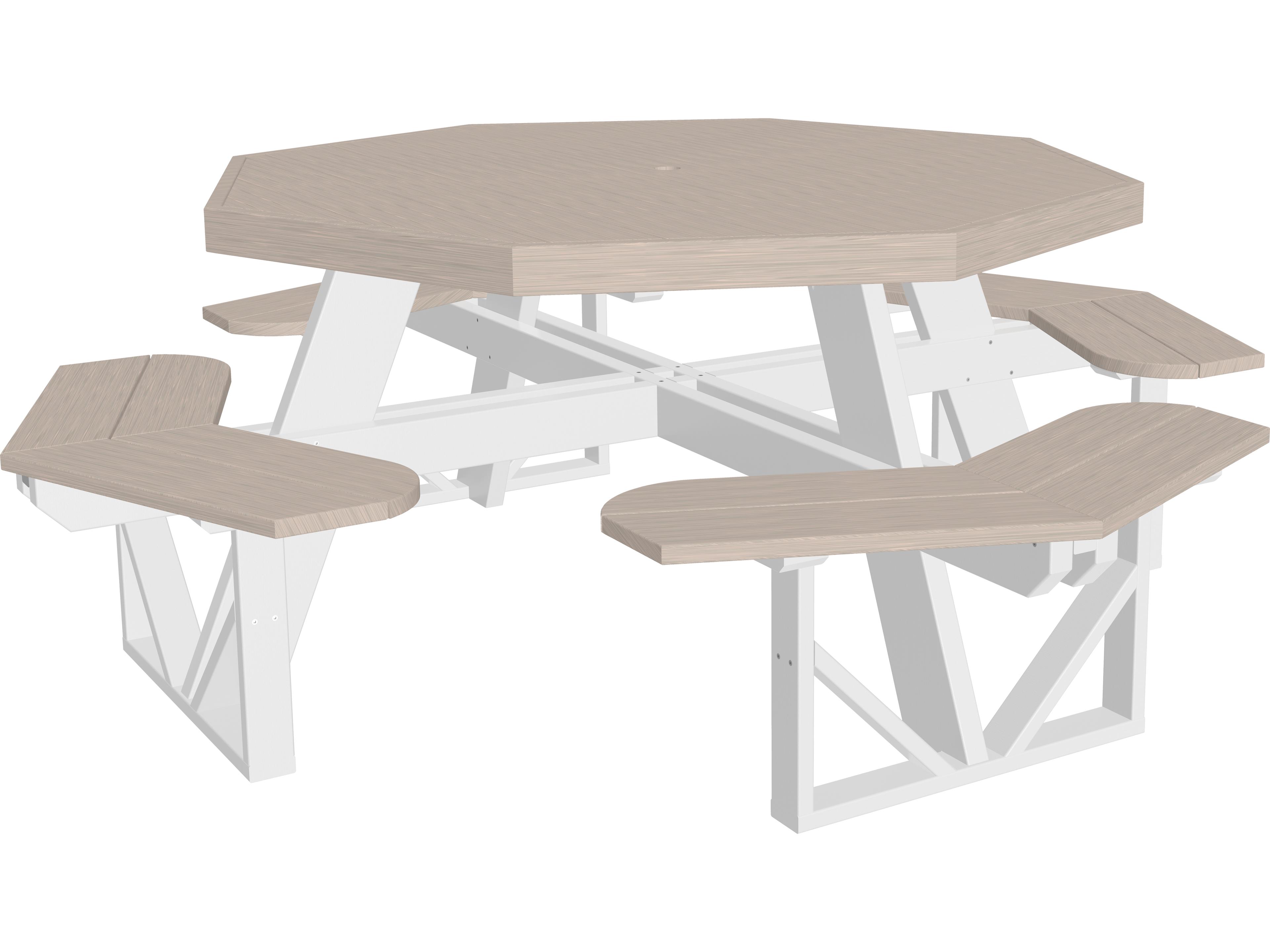 LuxCraft Recycled Plastic Octagon Outdoor Picnic Table with Umbrella Hole