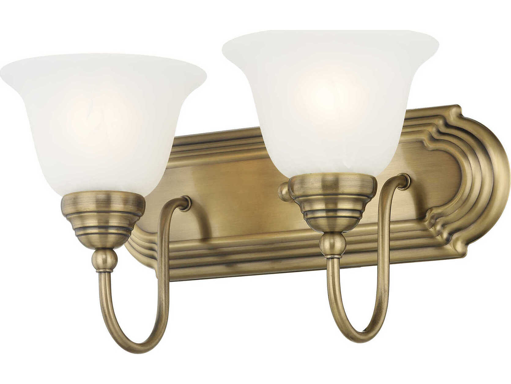 Livex Lighting Belmont 2-Light Antique Brass Glass Vanity Light