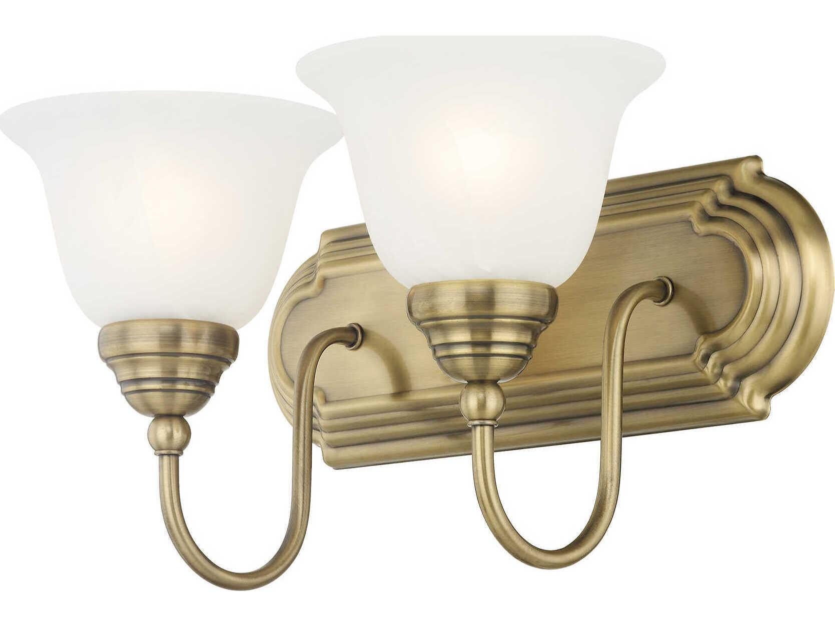 Livex Lighting Belmont 2-Light Antique Brass Glass Vanity Light