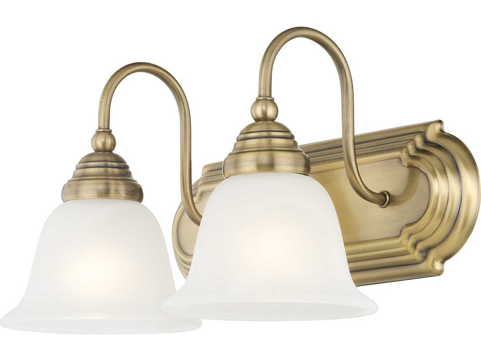 Livex Lighting Belmont 2-Light Antique Brass Glass Vanity Light