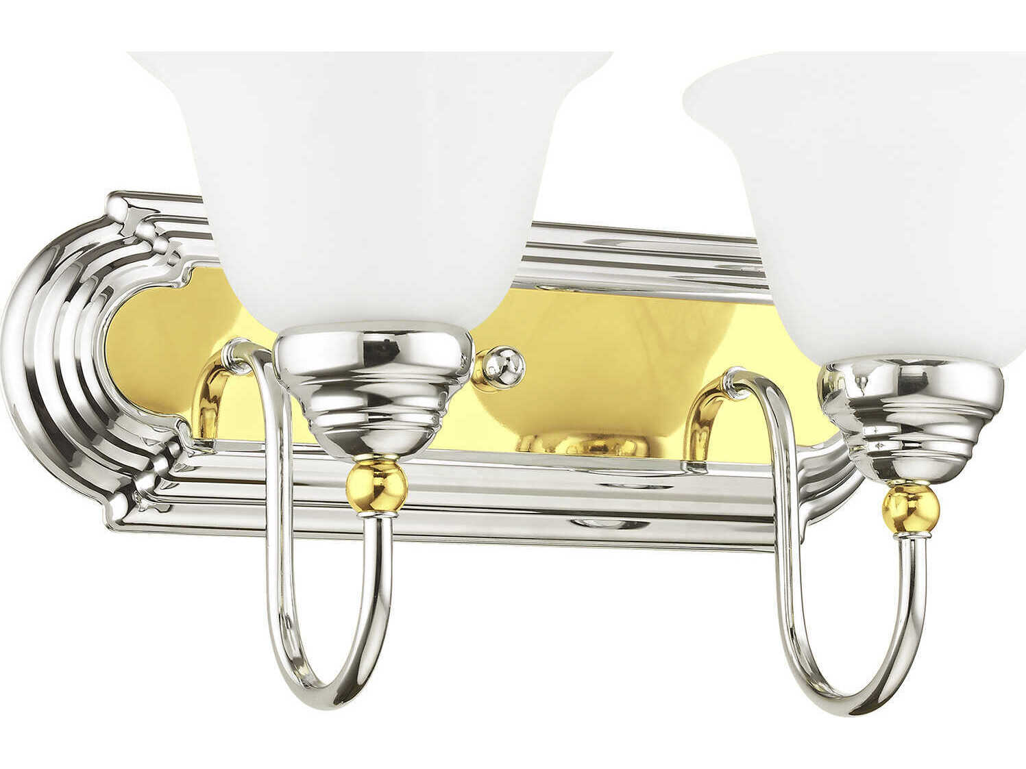 Livex Lighting Belmont 2-Light Polished Chrome Brass Glass Vanity Light
