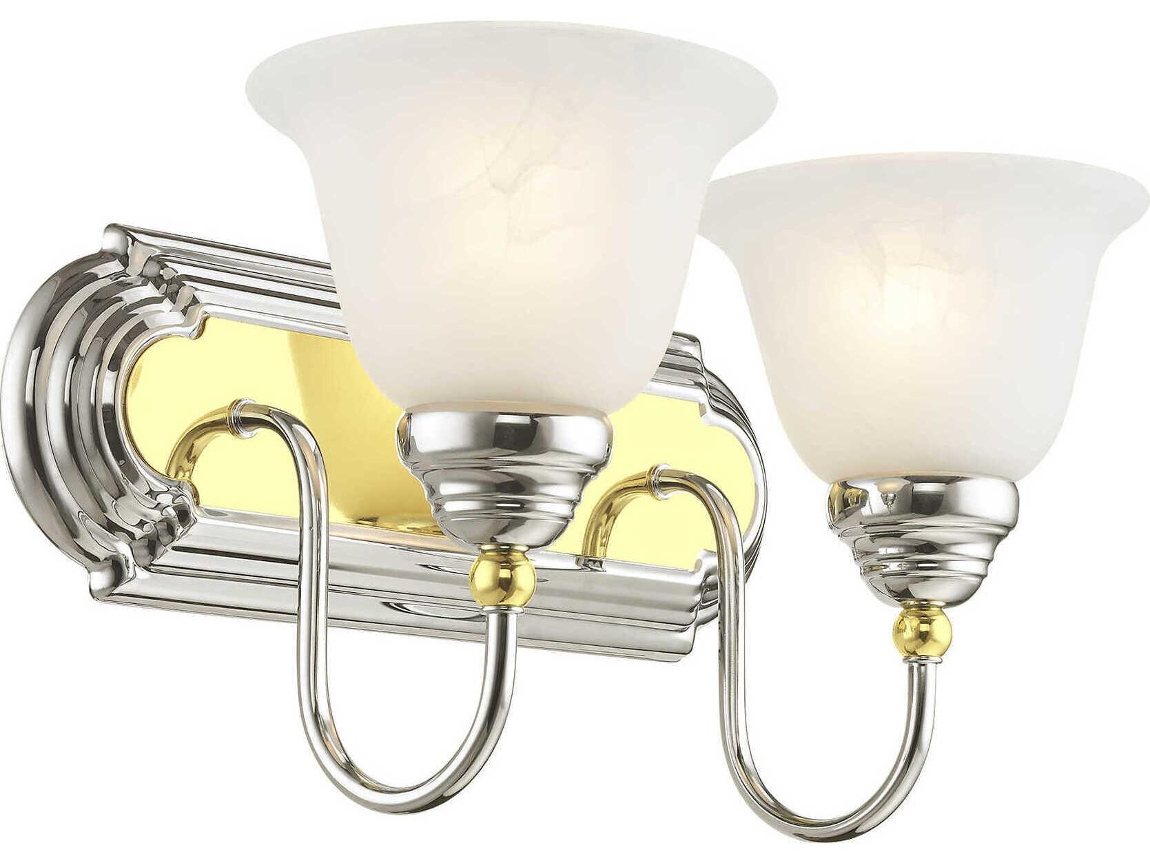 Livex Lighting Belmont 2-Light Polished Chrome Brass Glass Vanity Light