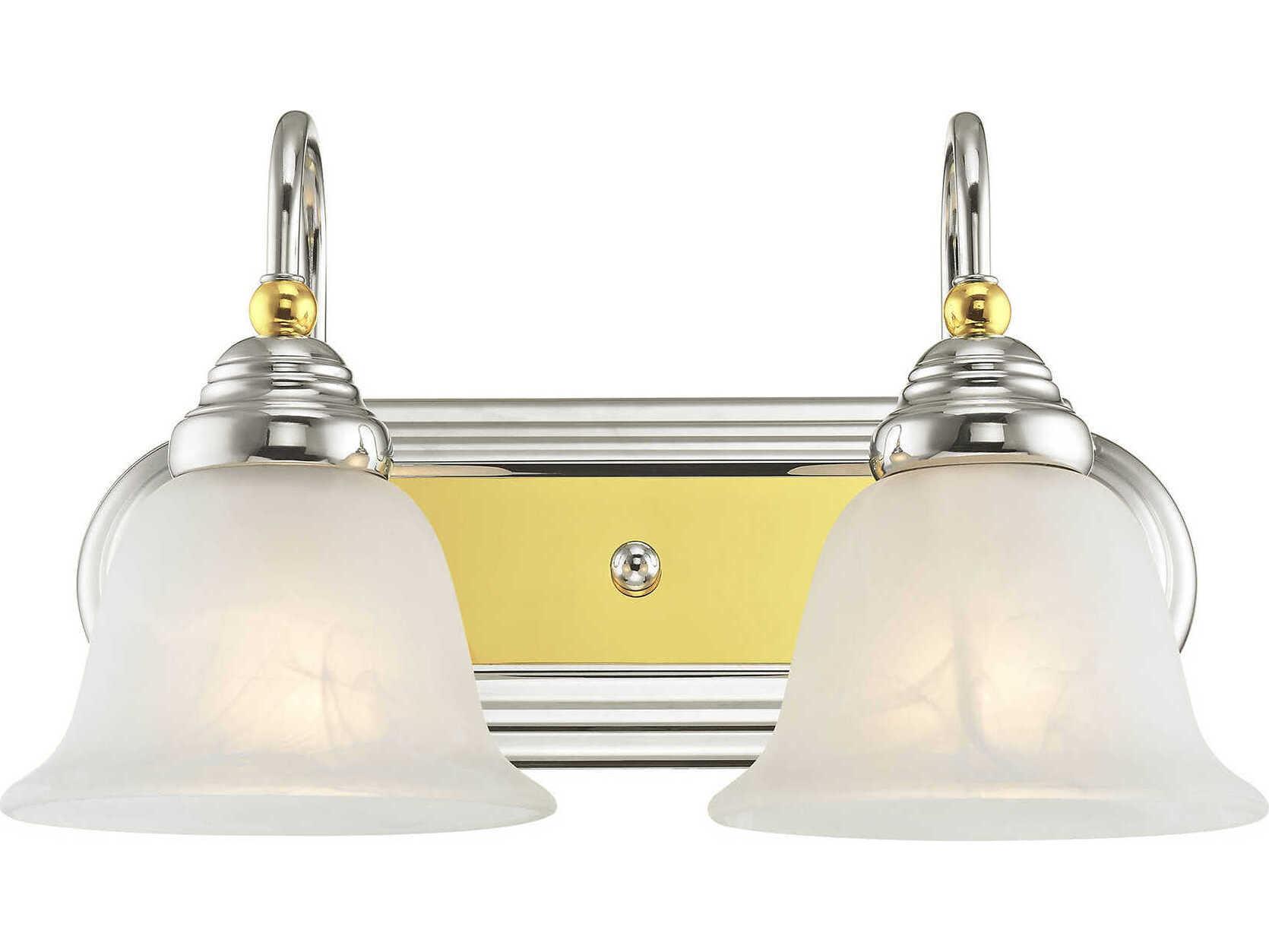 Livex Lighting Belmont 2-Light Polished Chrome Brass Glass Vanity Light
