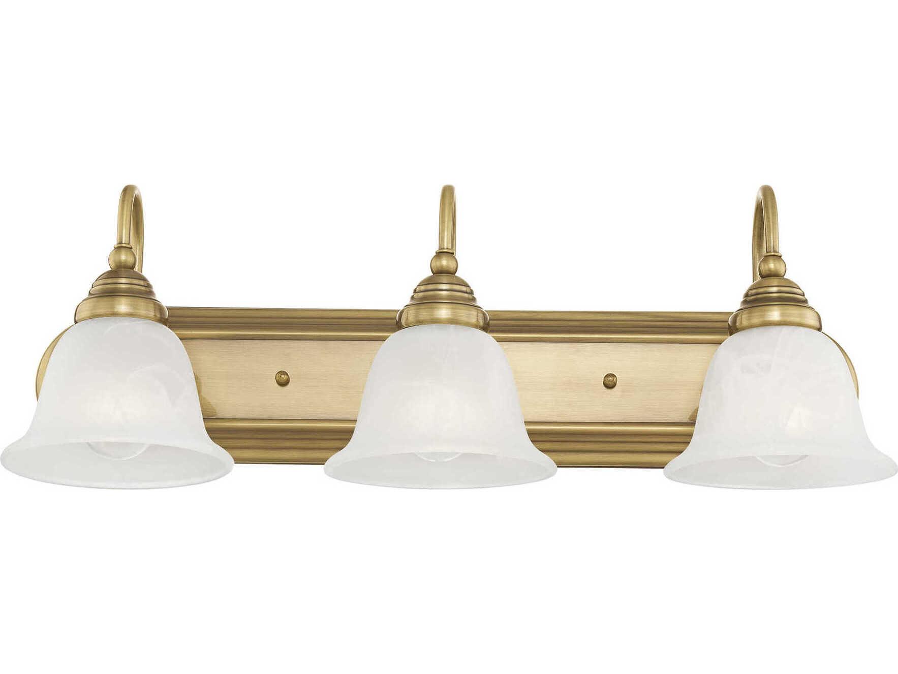 Livex Lighting Belmont 3-Light Antique Brass Glass Vanity Light