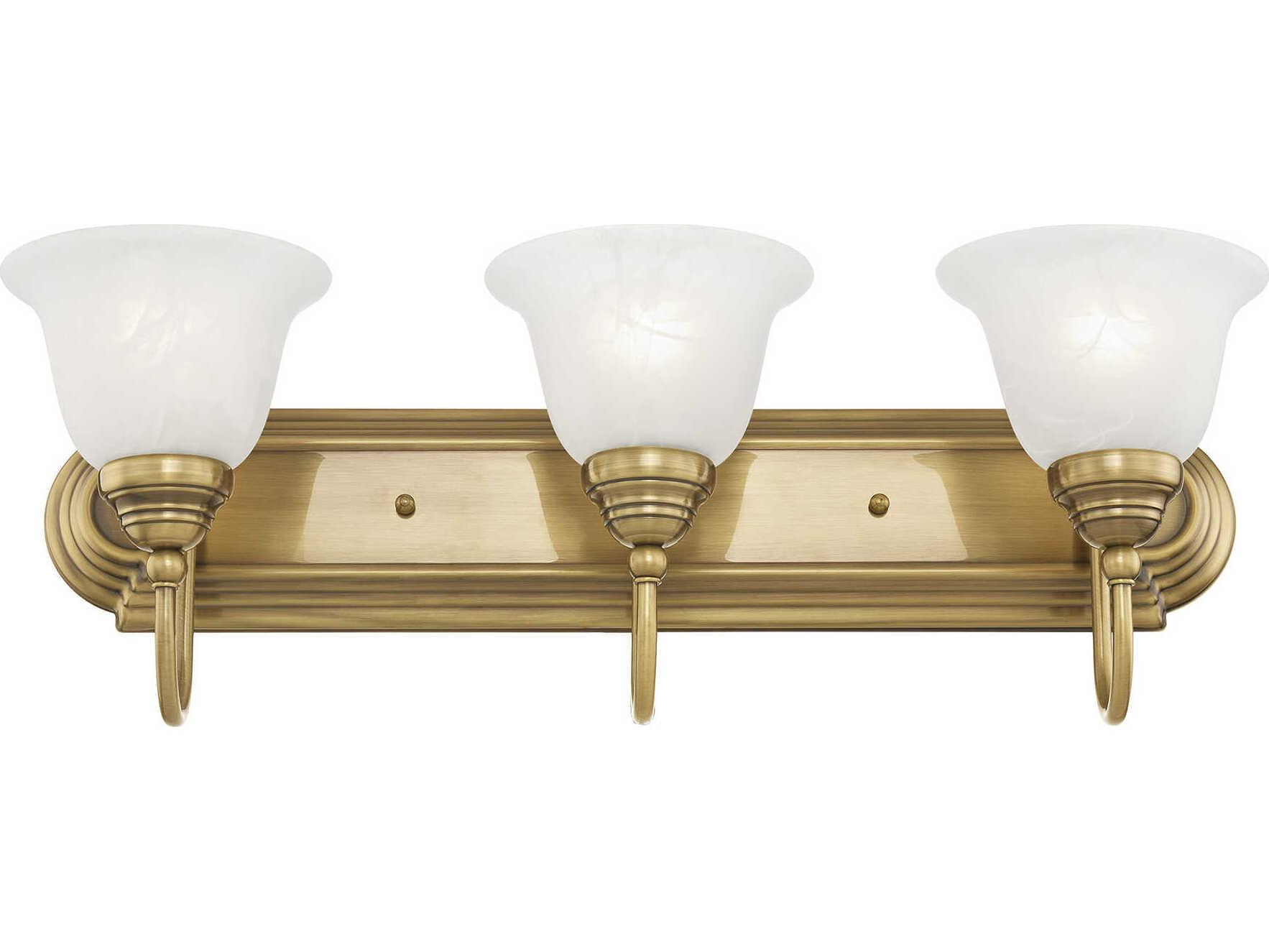Livex Lighting Belmont 3-Light Antique Brass Glass Vanity Light
