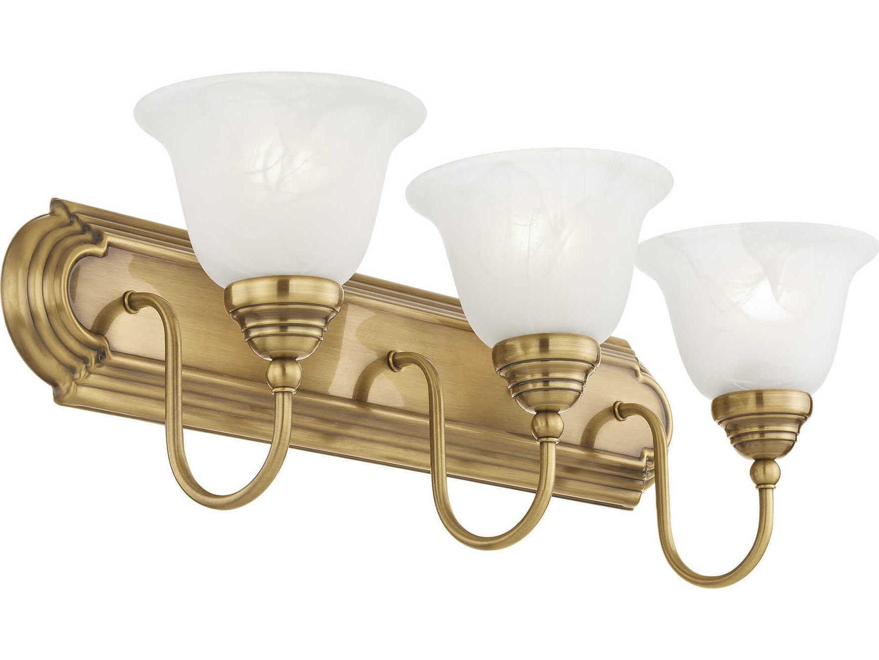 Livex Lighting Belmont 3-Light Antique Brass Glass Vanity Light