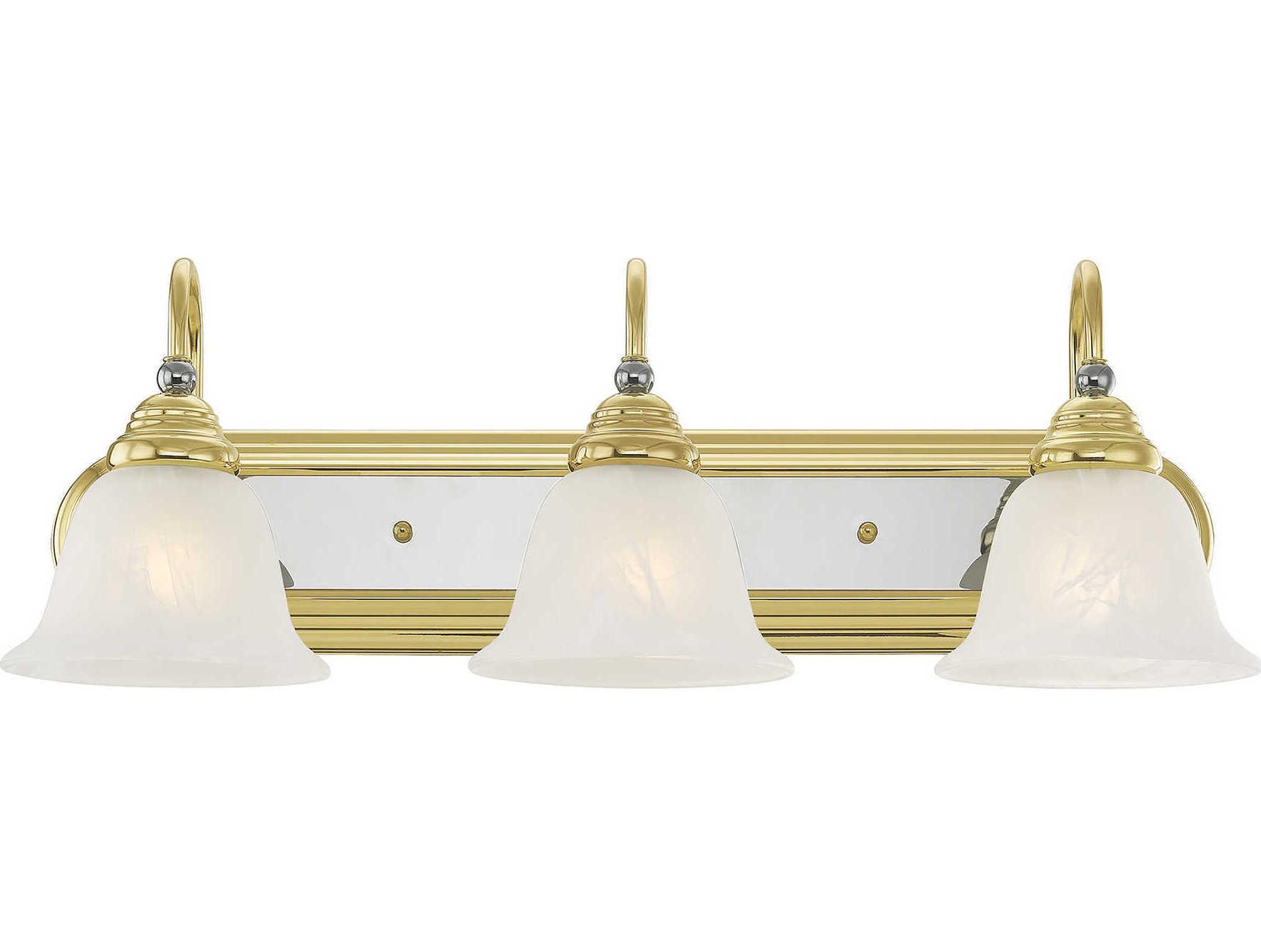 Livex Lighting Belmont 3-Light Polished Brass Chrome Glass Vanity Light