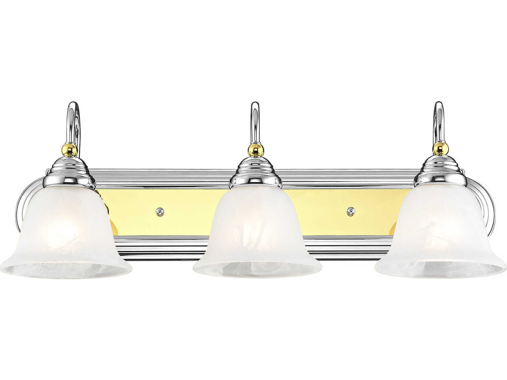 Livex Lighting Belmont 3-Light Polished Chrome Brass Glass Vanity Light
