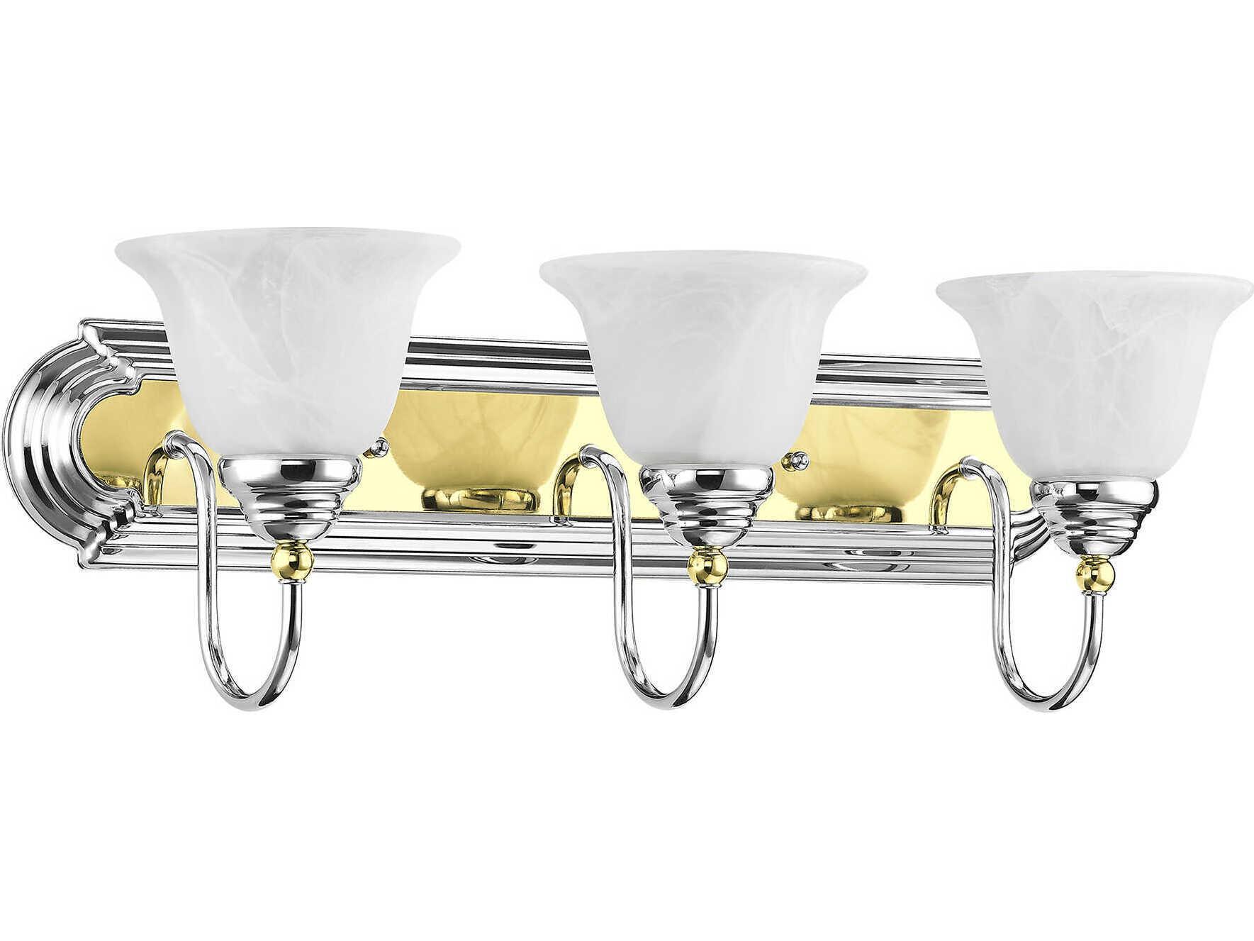 Livex Lighting Belmont 3-Light Polished Chrome Brass Glass Vanity Light