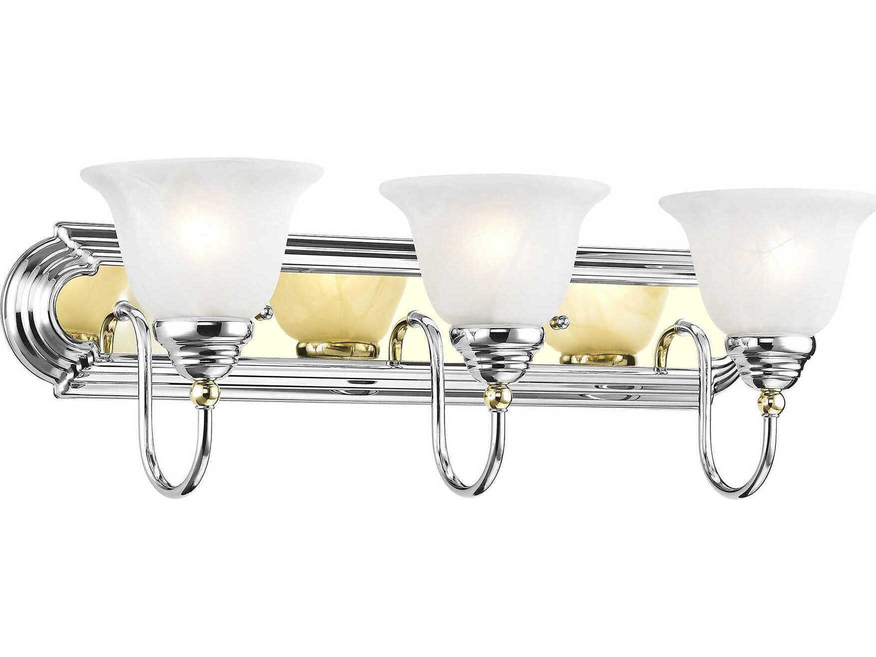 Livex Lighting Belmont 3-Light Polished Chrome Brass Glass Vanity Light