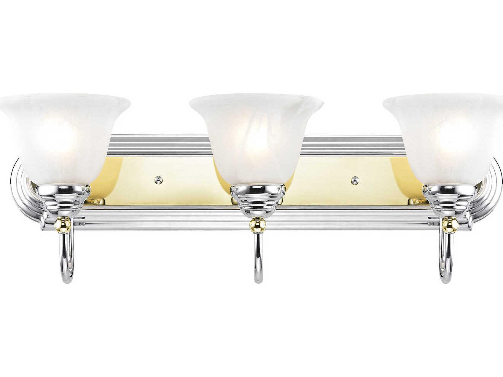 Livex Lighting Belmont 3-Light Polished Chrome Brass Glass Vanity Light