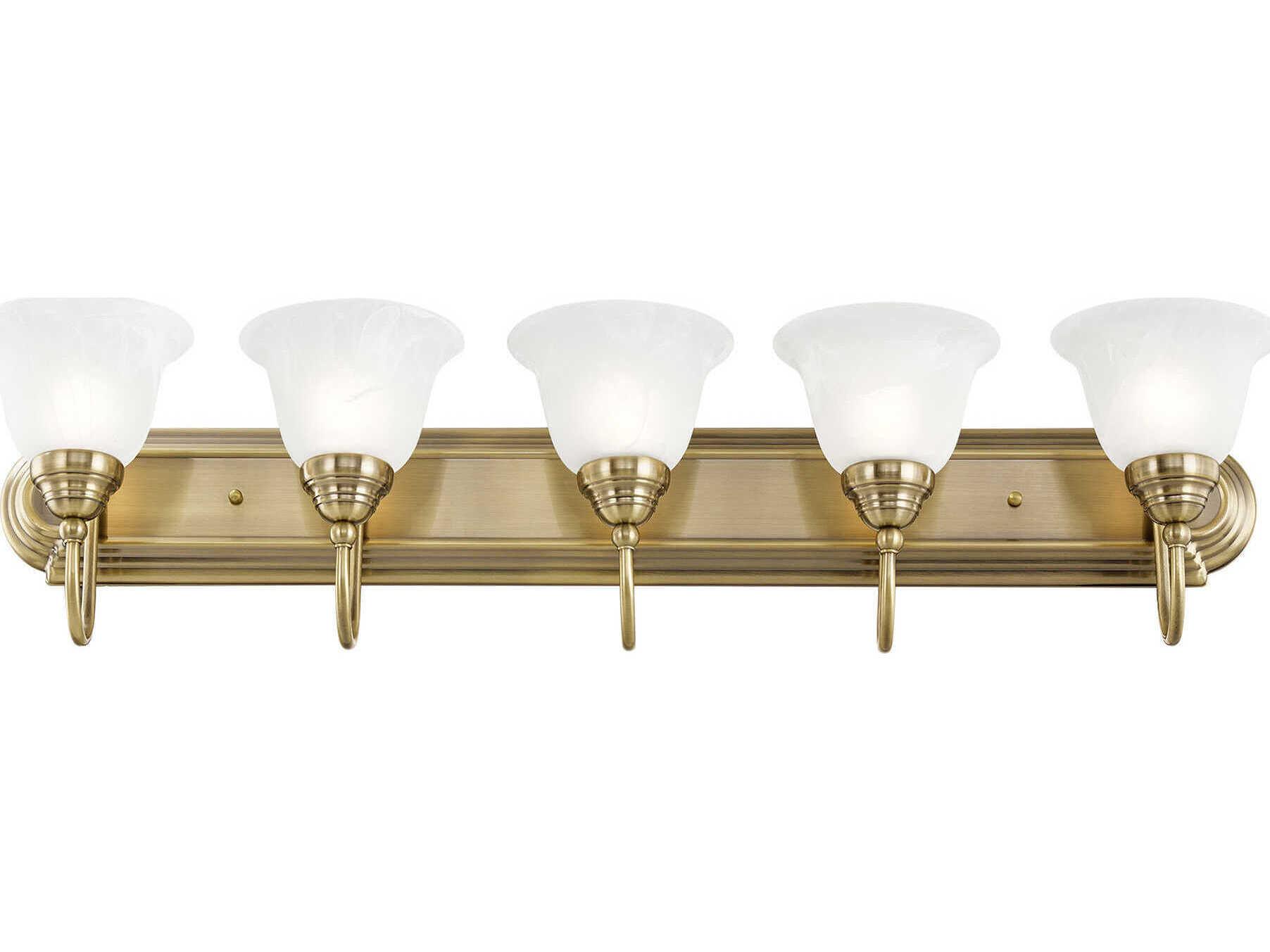 Livex Lighting Belmont 5-Light Antique Brass Glass Vanity Light
