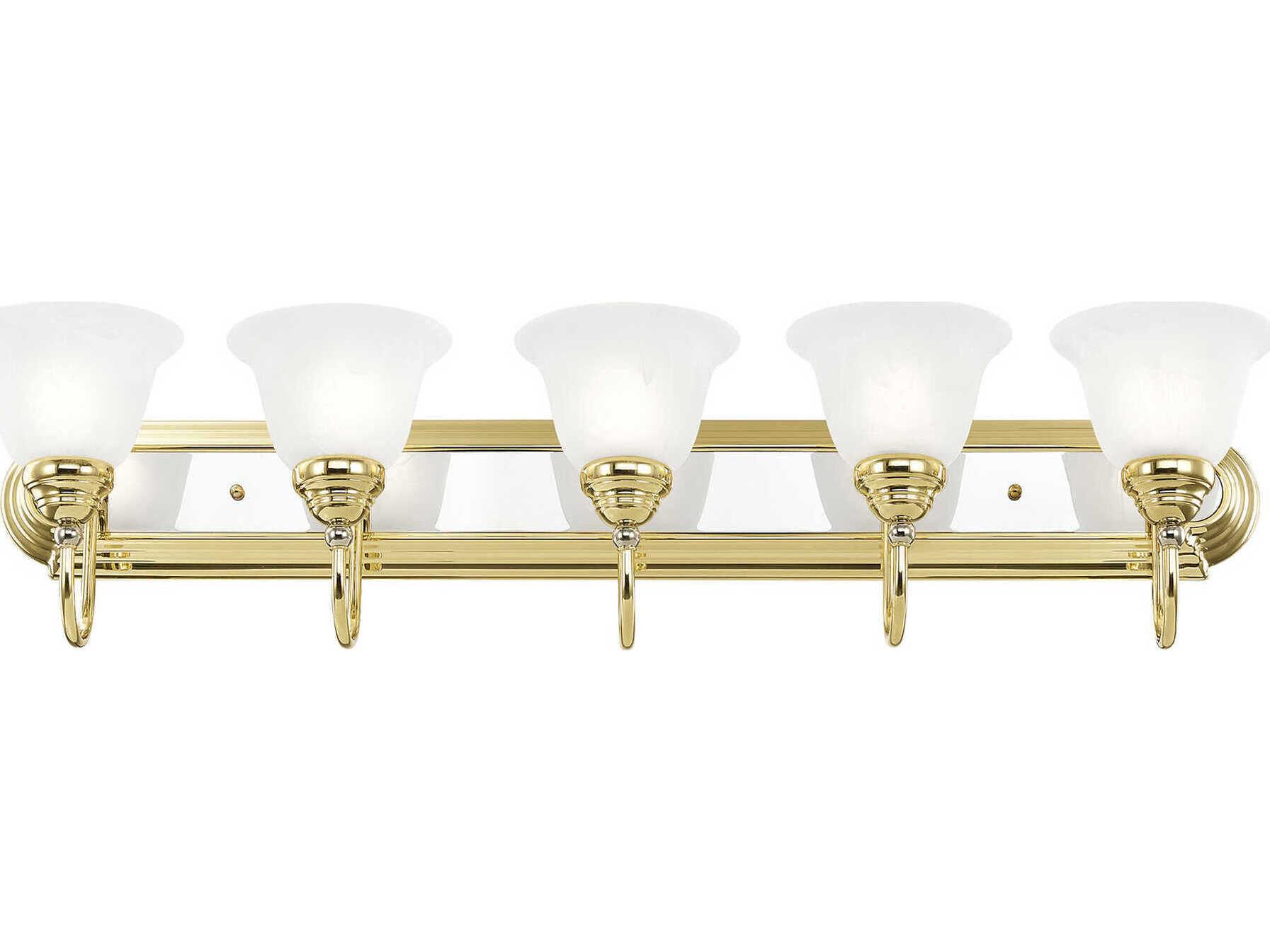 Livex Lighting Belmont 5-Light Polished Brass Chrome Glass Vanity Light