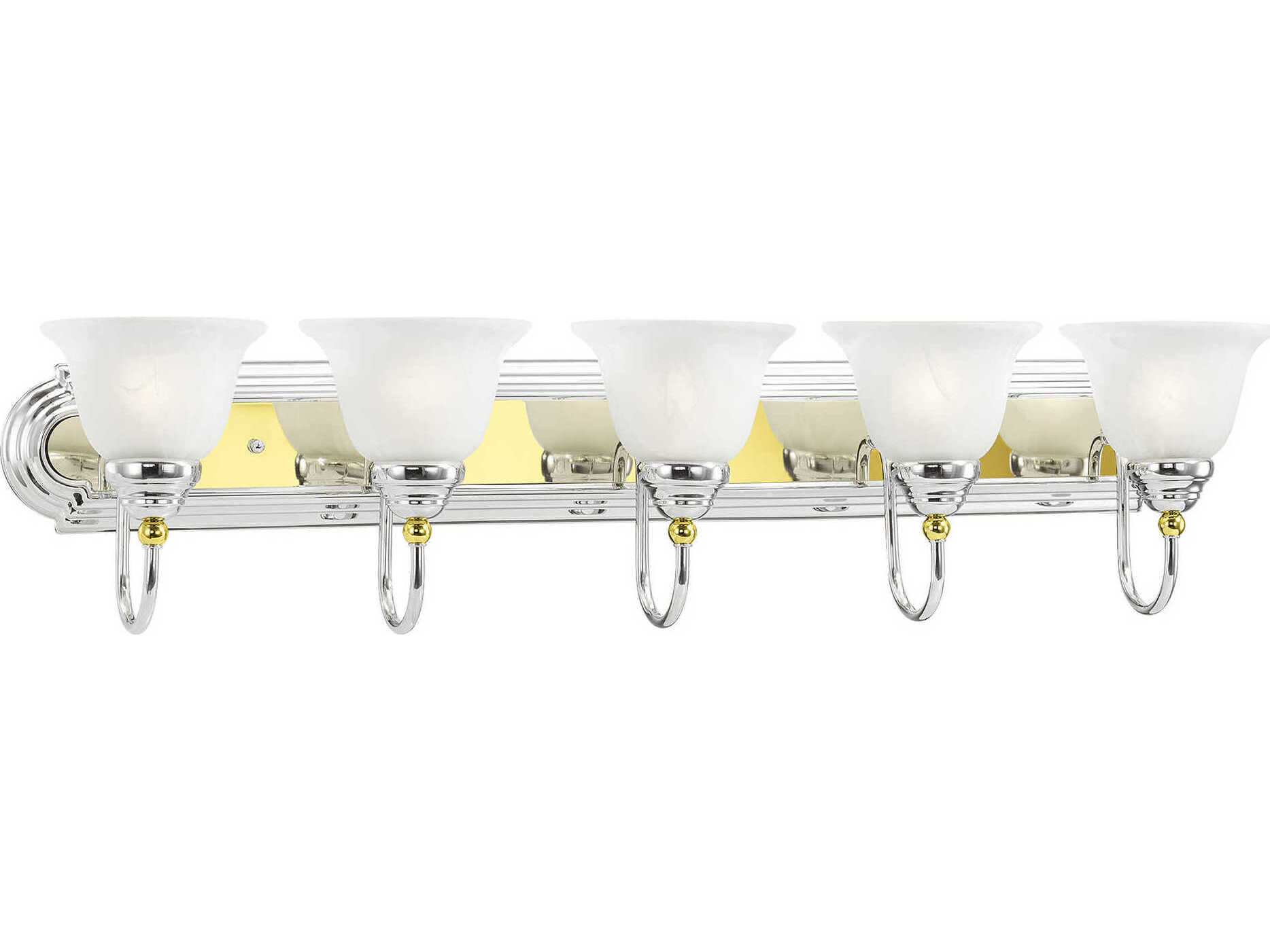 Livex Lighting Belmont 5-Light Polished Chrome Brass Glass Vanity Light