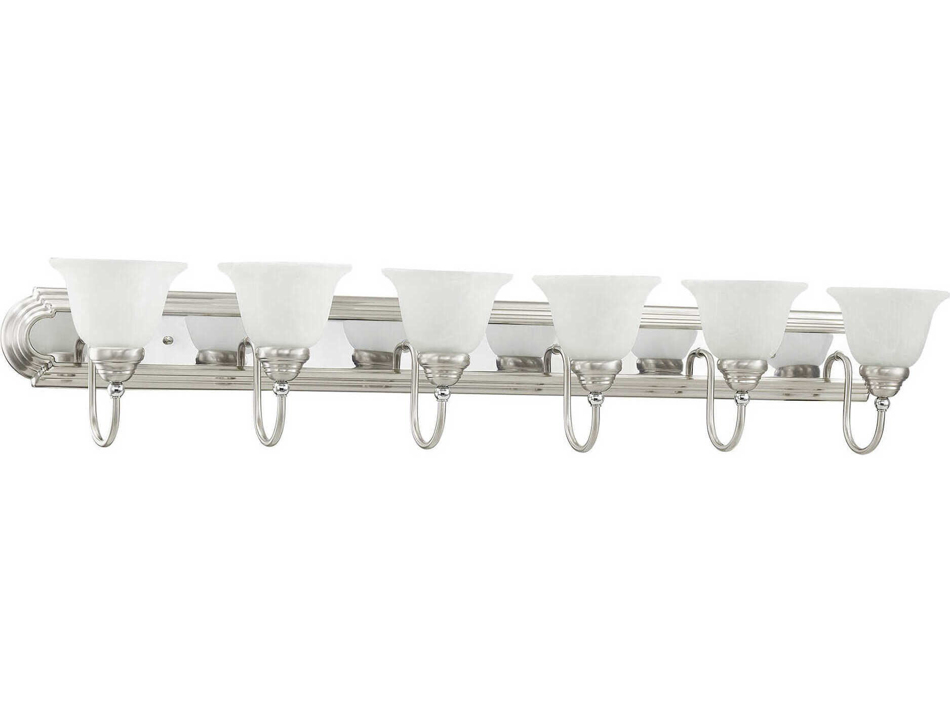 Livex Lighting Belmont 6-Light Brushed Nickel Polished Chrome Glass Vanity Light