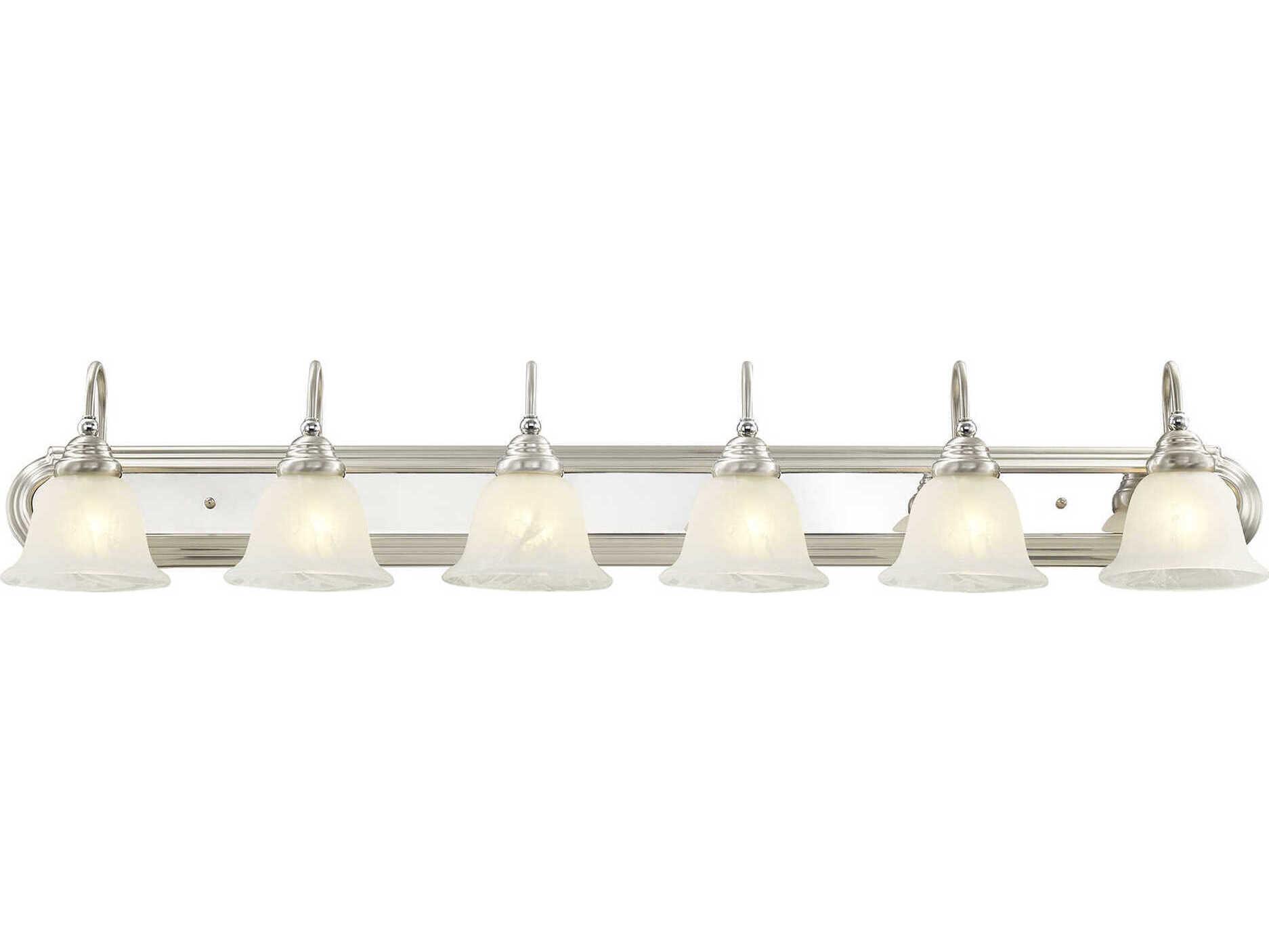 Livex Lighting Belmont 6-Light Brushed Nickel Polished Chrome Glass Vanity Light