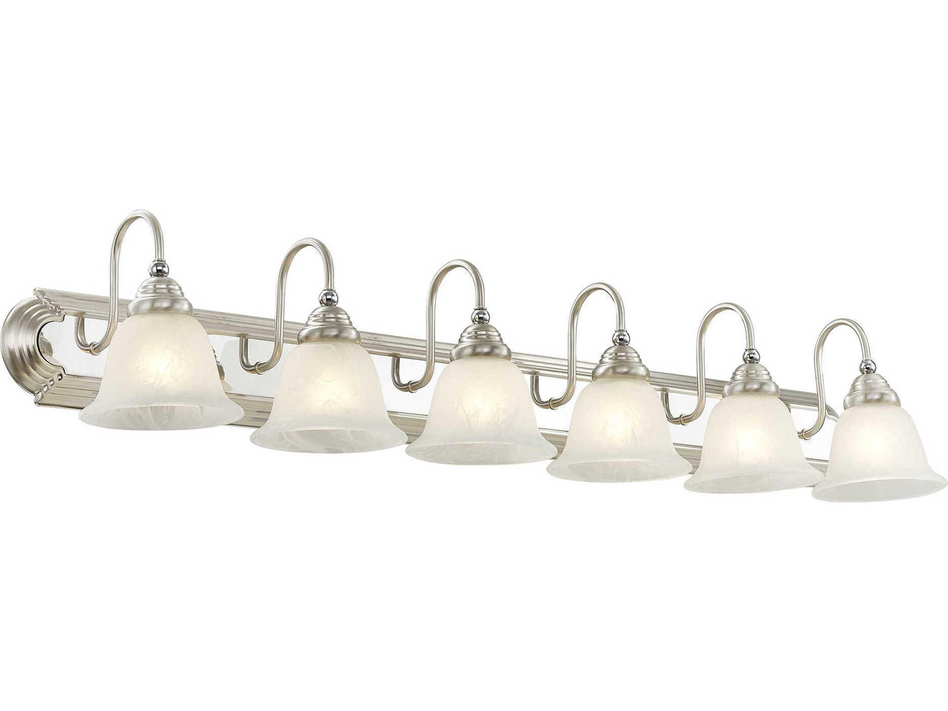 Livex Lighting Belmont 6-Light Brushed Nickel Polished Chrome Glass Vanity Light