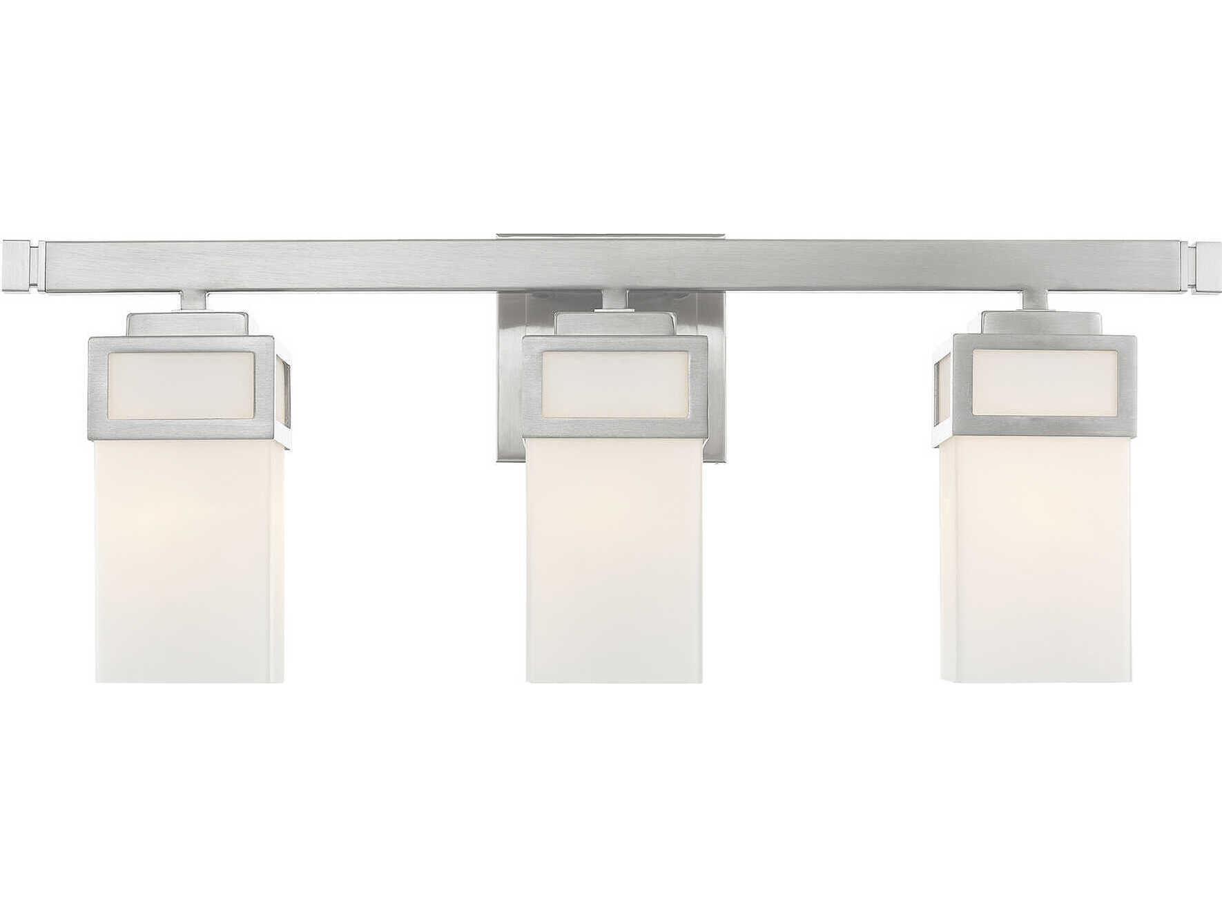 Livex Lighting Harding 3-Light Brushed Nickel Glass Vanity Light