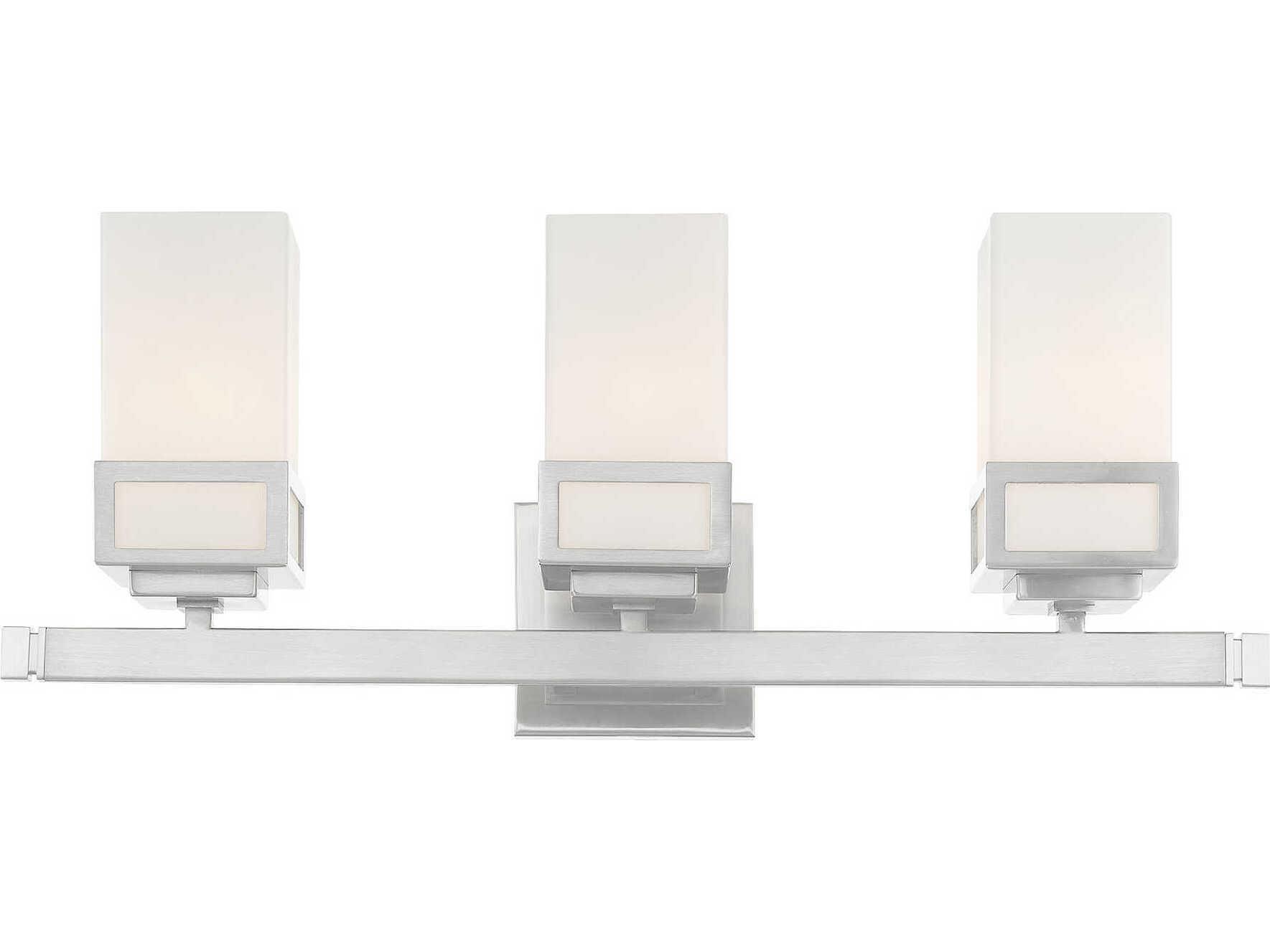 Livex Lighting Harding 3-Light Brushed Nickel Glass Vanity Light