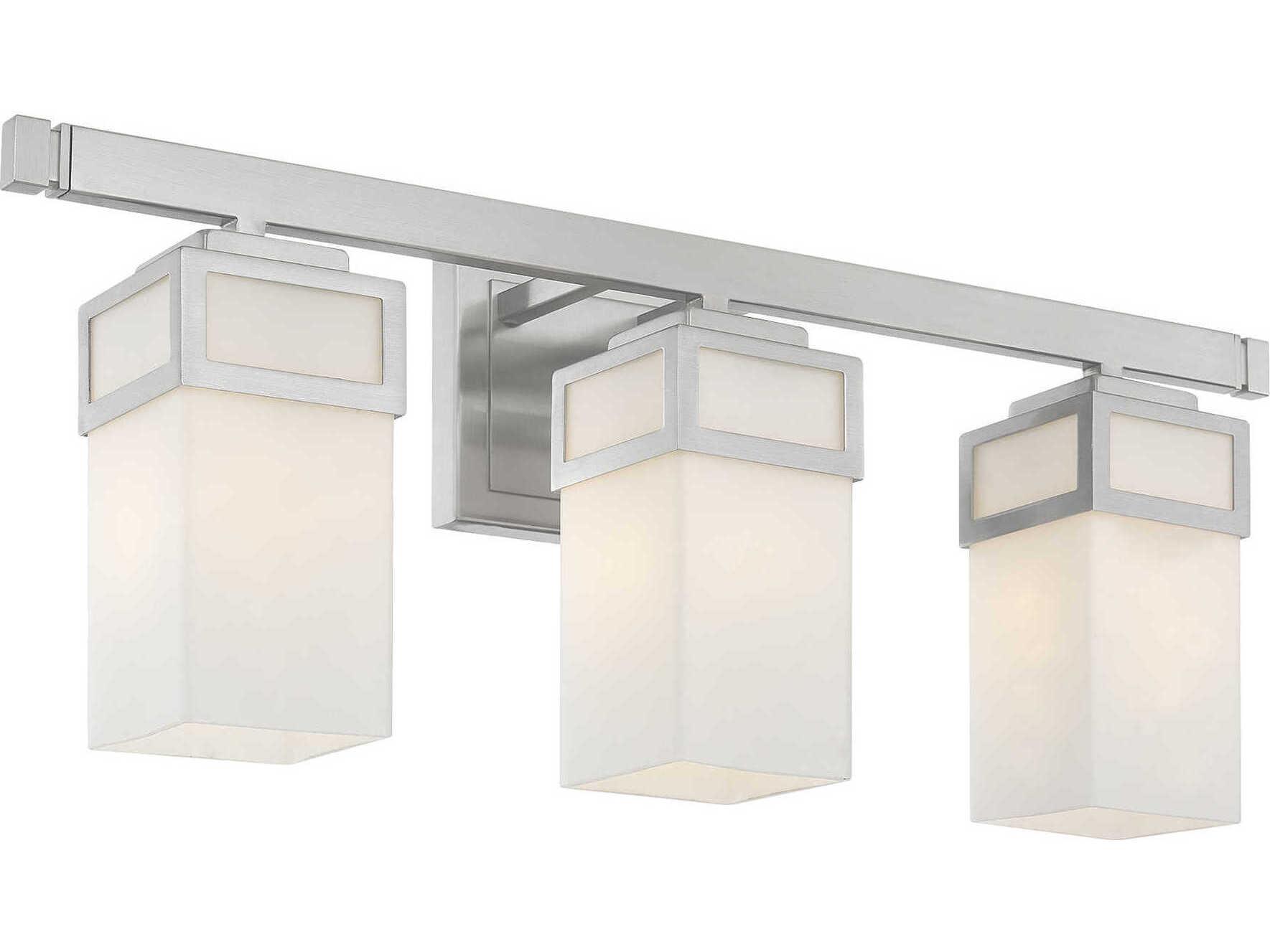 Livex Lighting Harding 3-Light Brushed Nickel Glass Vanity Light