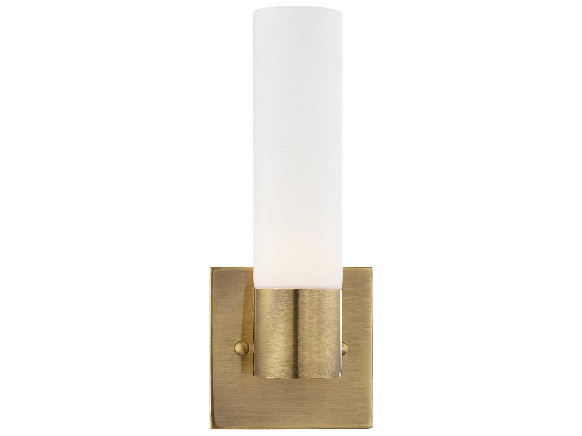Livex Lighting Aero 1-Light Antique Brass Glass Wall Sconce