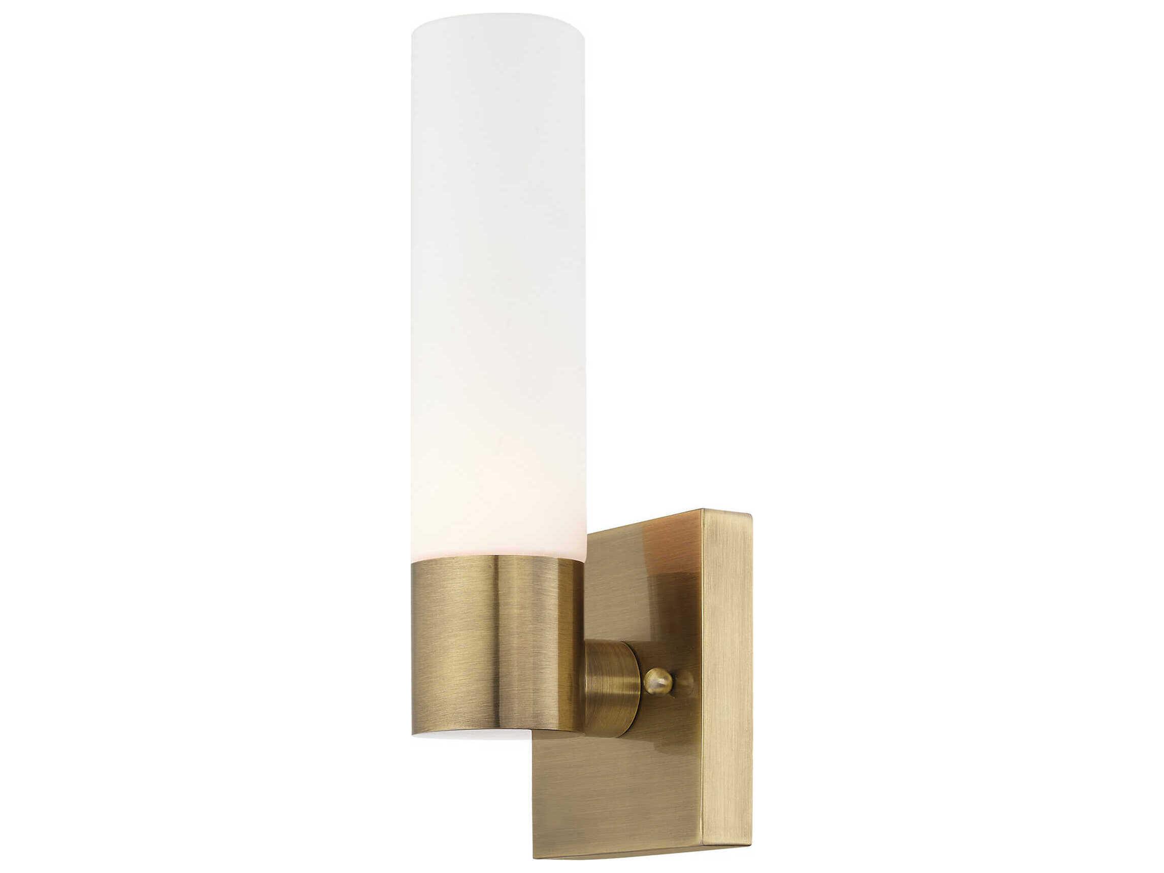Livex Lighting Aero 1-Light Antique Brass Glass Wall Sconce