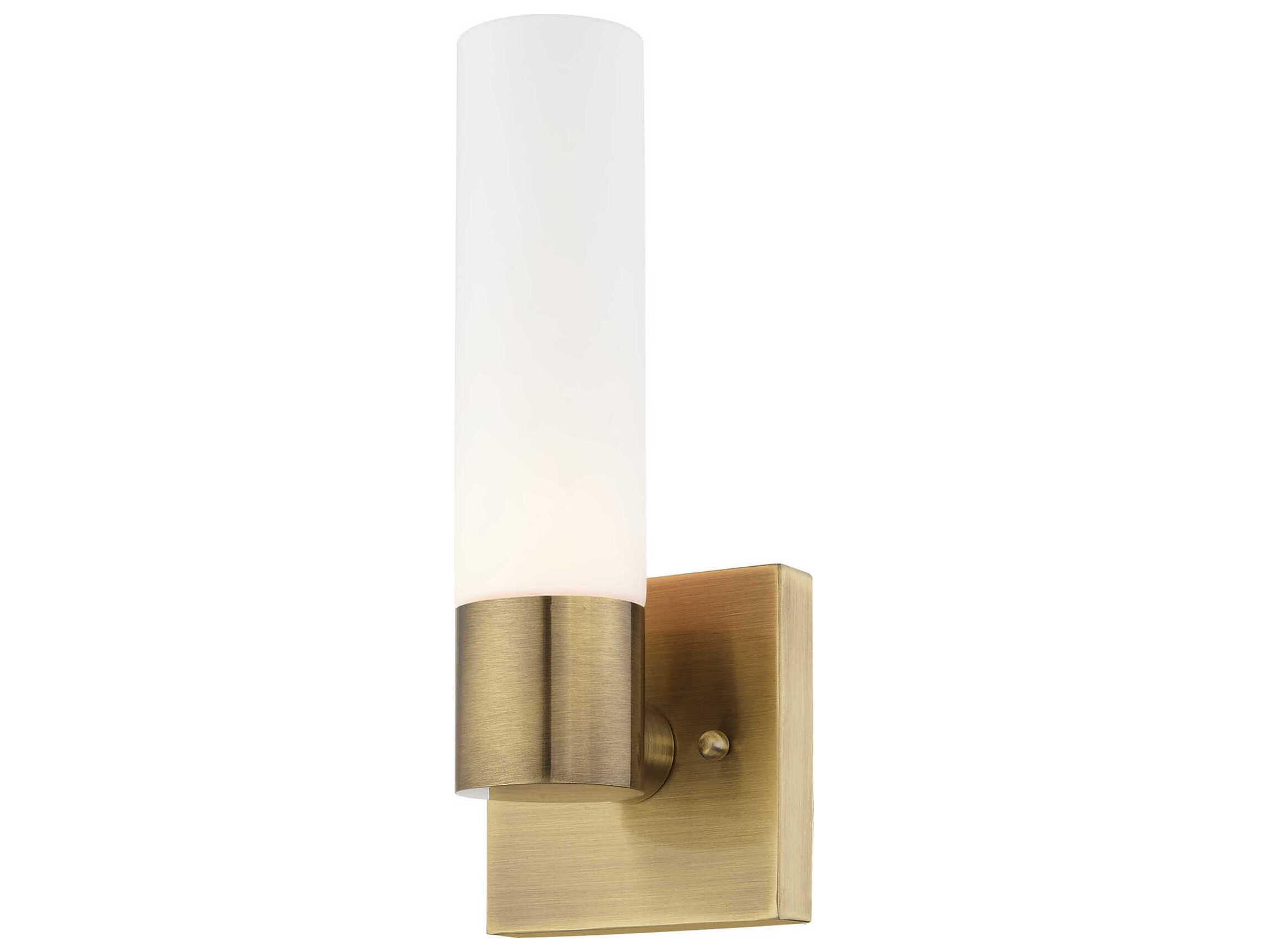 Livex Lighting Aero 1-Light Antique Brass Glass Wall Sconce