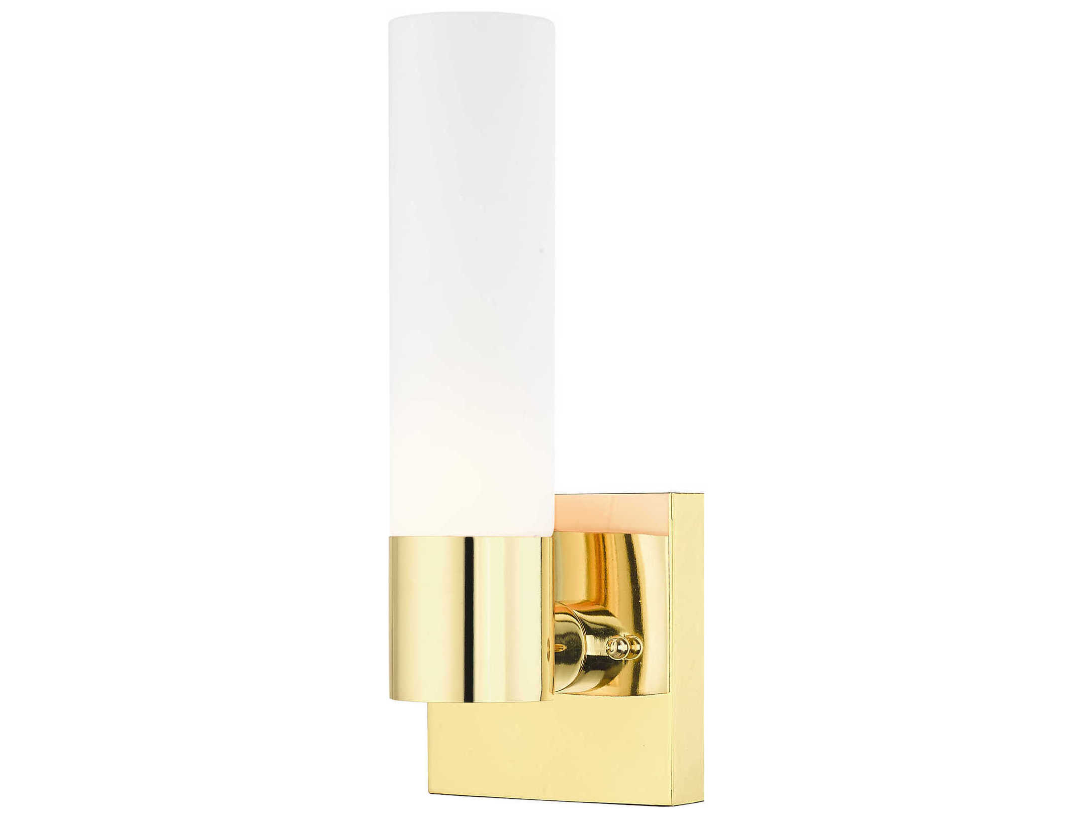 Livex Lighting Aero 1-Light Polished Brass White Glass Wall Sconce