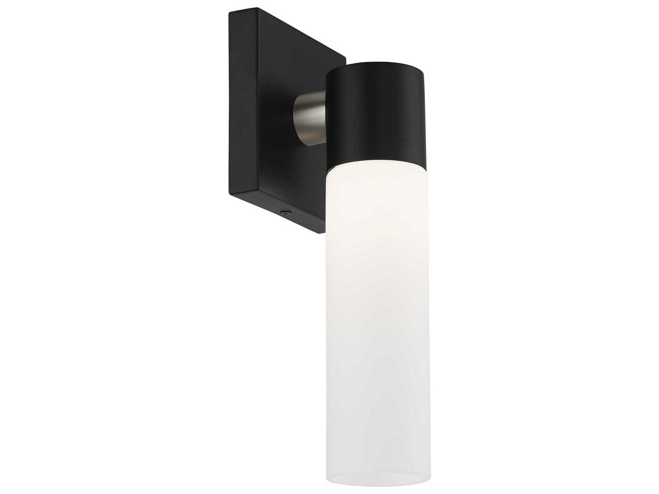 Livex Lighting Aero 1-Light Black With Brushed Nickel Accent Glass Wall Sconce