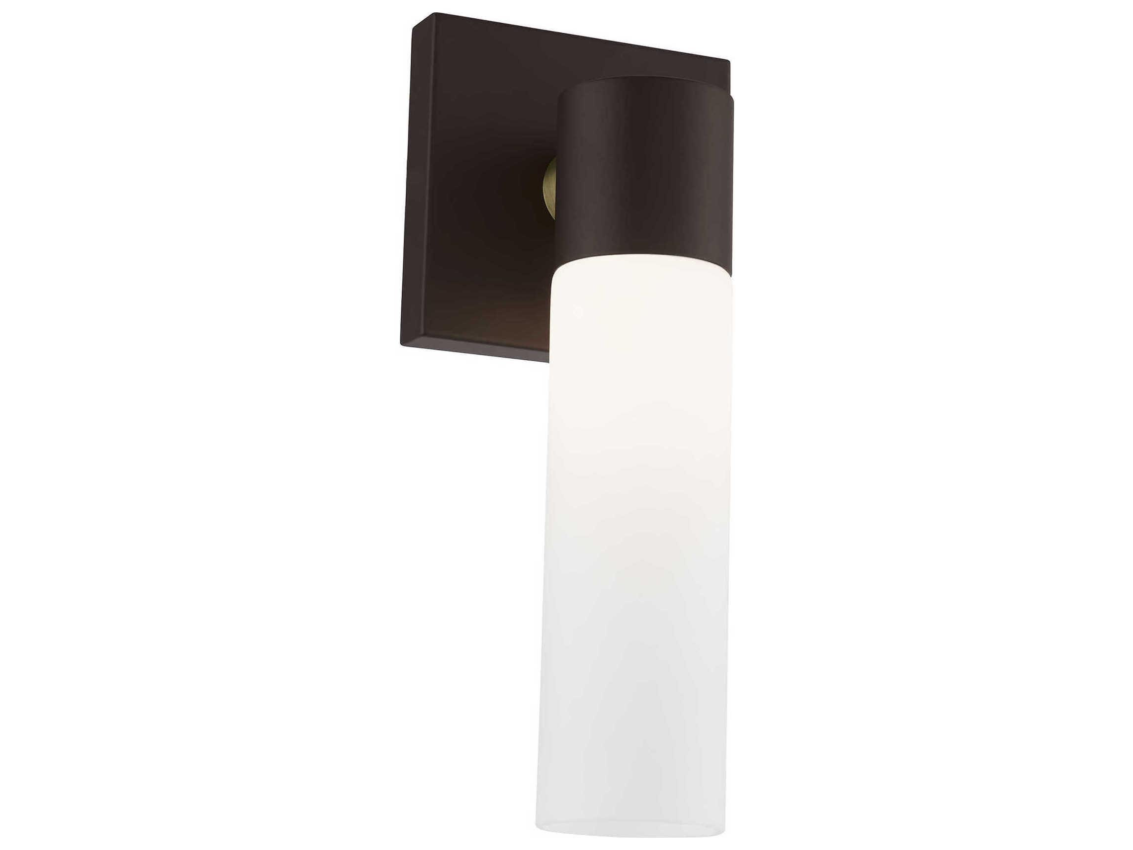Livex Lighting Aero 1-Light Bronze With Antique Brass Accent Glass Wall Sconce