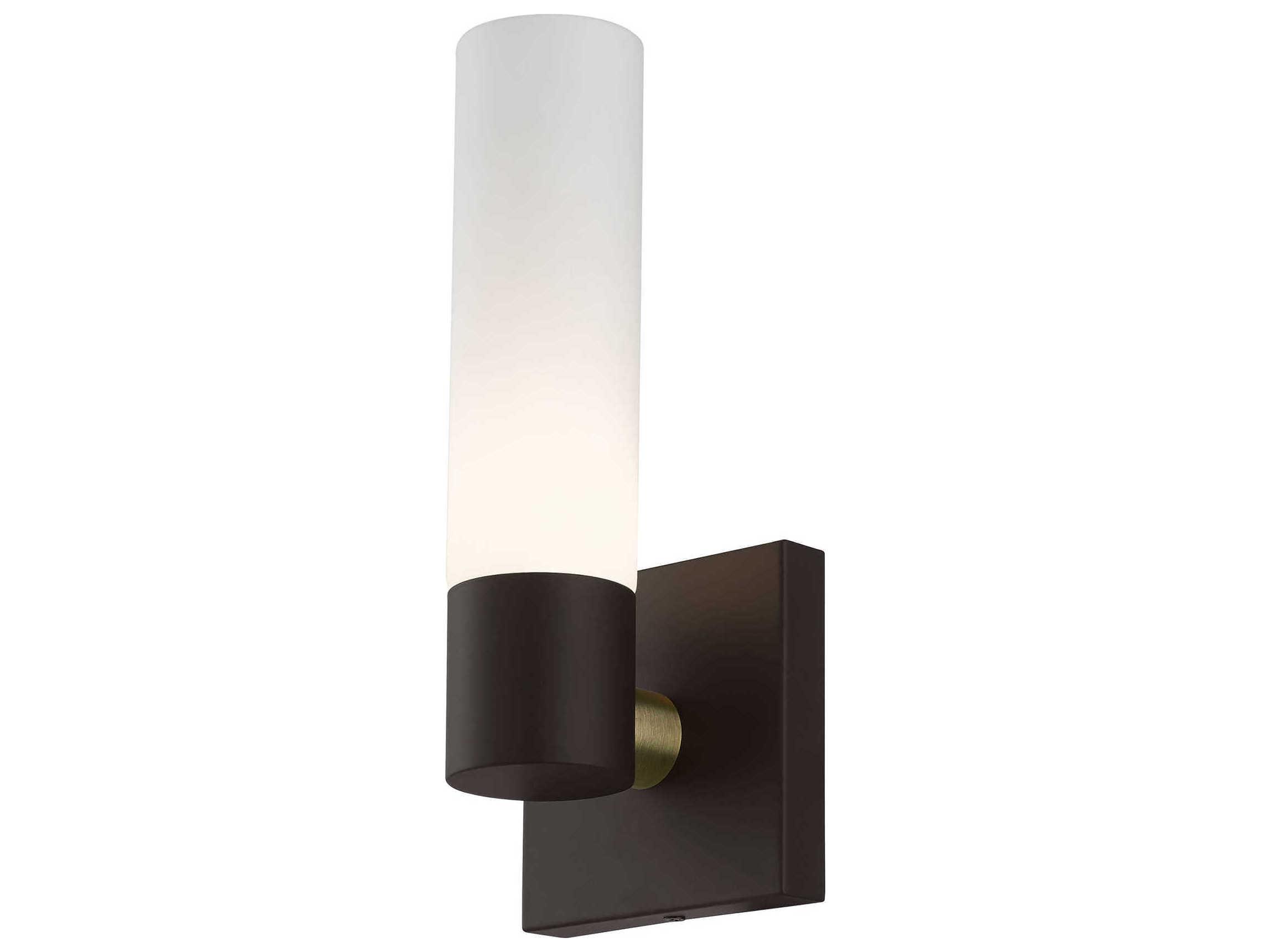 Livex Lighting Aero 1-Light Bronze With Antique Brass Accent Glass Wall Sconce