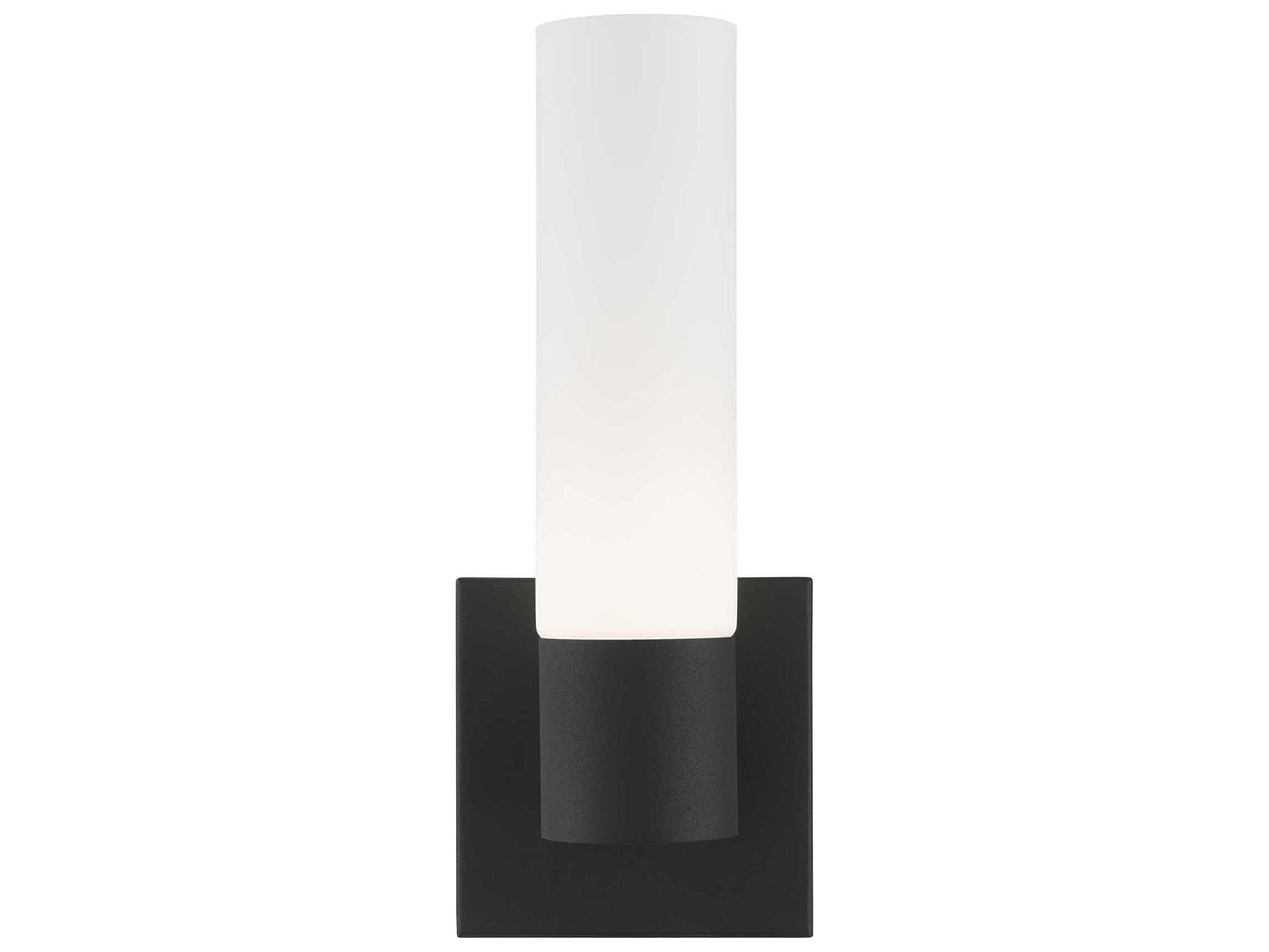 Livex Lighting Aero 1-Light Textured Black With Antique Brass Accent Glass Wall Sconce