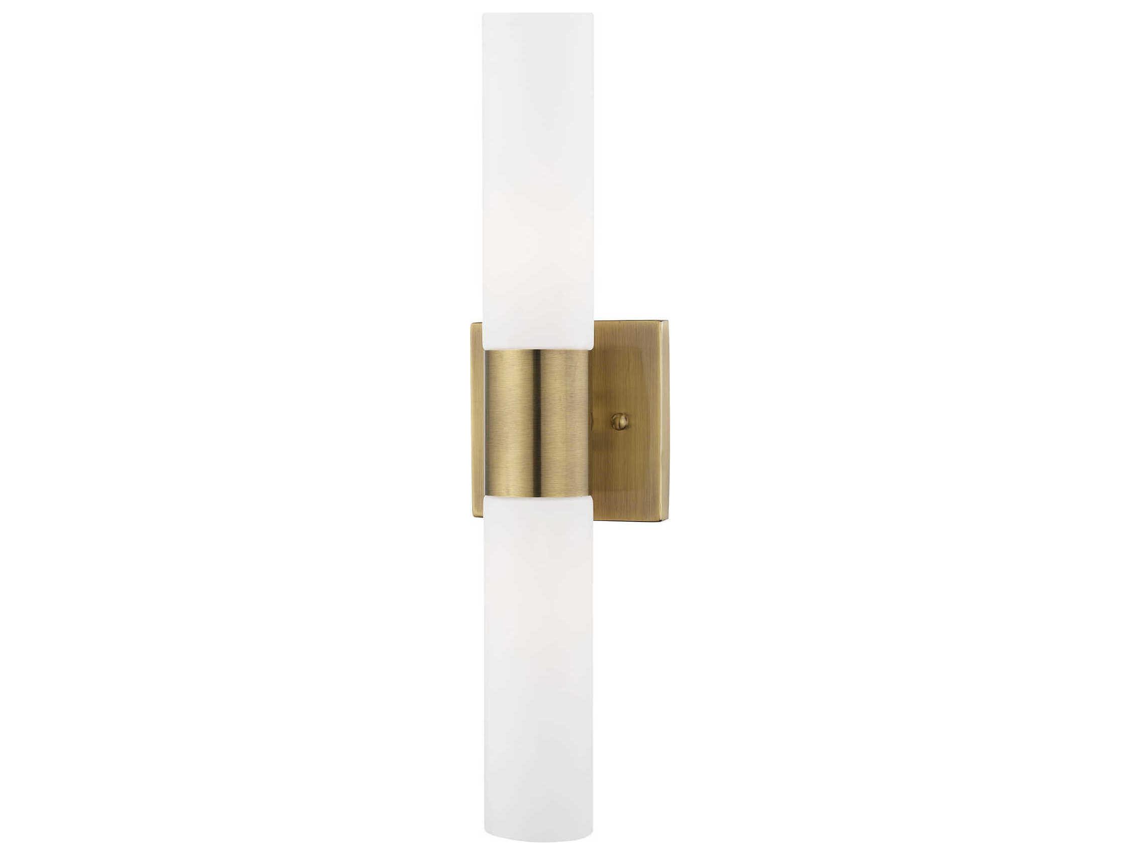 Livex Lighting Aero 2-Light Antique Brass Glass Wall Sconce