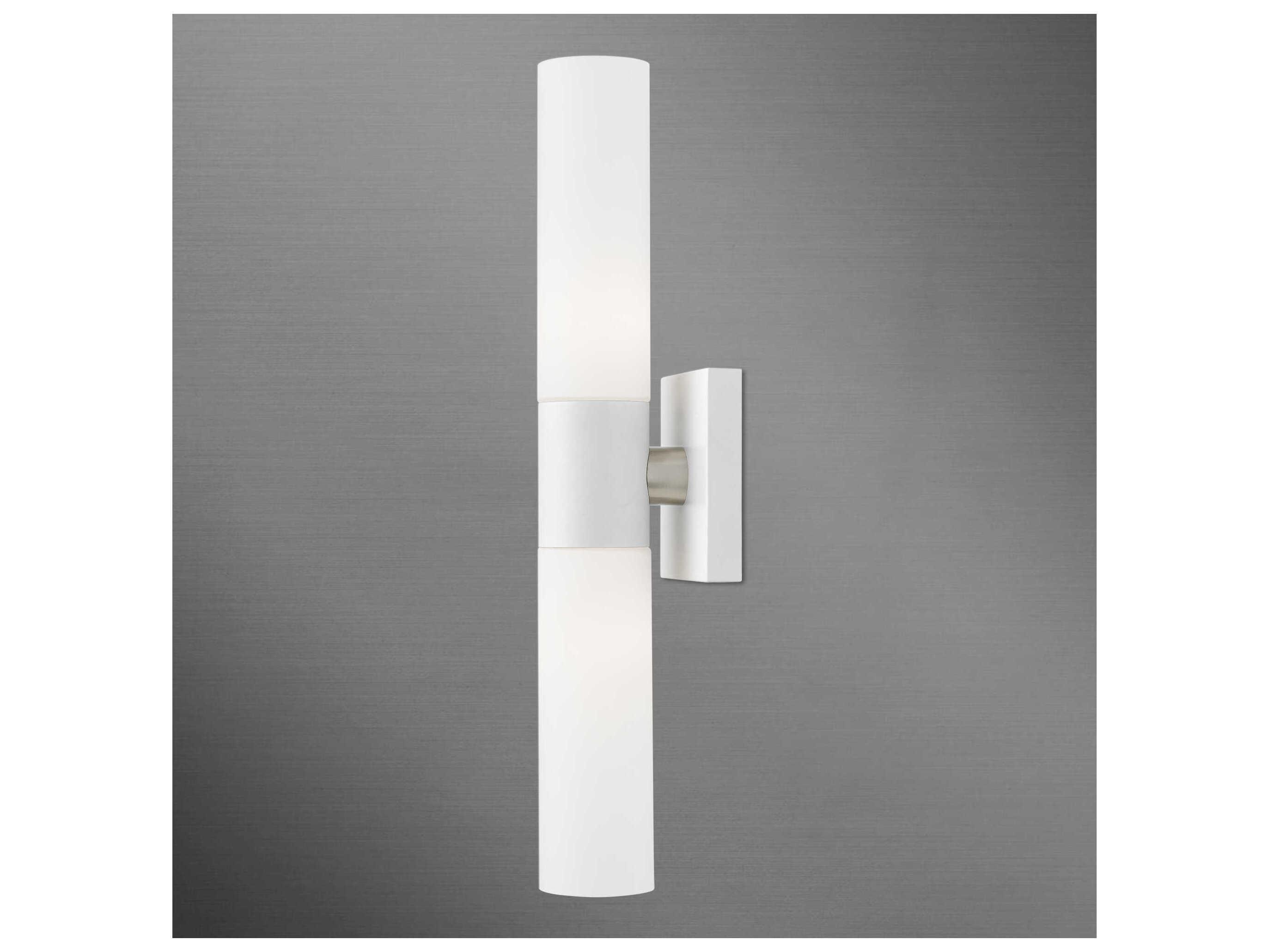 Livex Lighting Aero 2-Light White Brushed Nickel Glass Wall Sconce