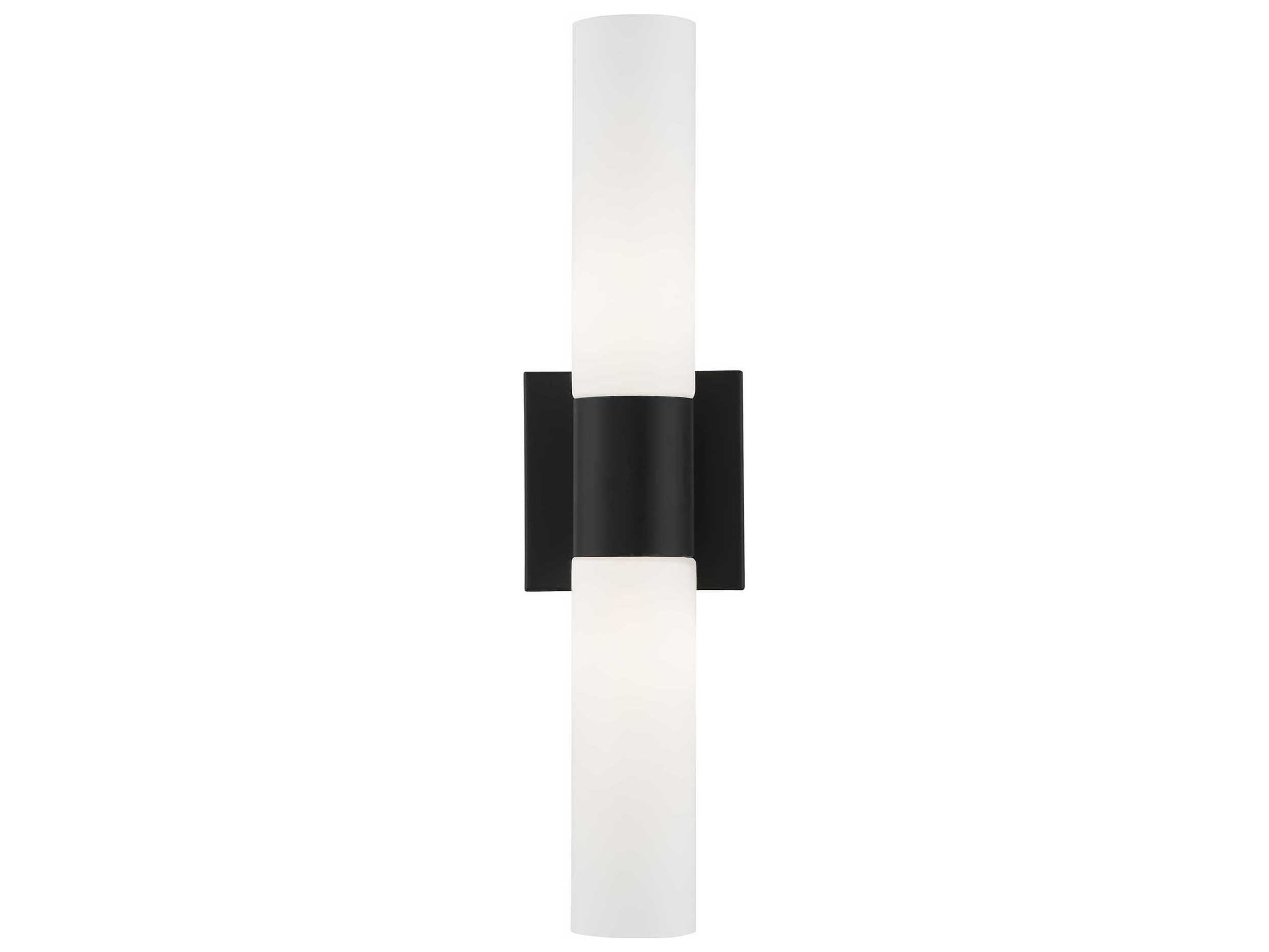 Livex Lighting Aero 2-Light Black With Brushed Nickel Accent Glass Wall Sconce